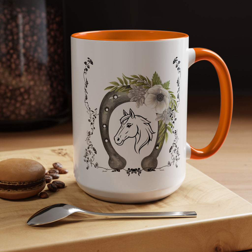 Personalized Floral Horseshoe Mug - Unique Gift for Horse Lovers, Cowgirl Theme, Farmhouse Decor, Wedding Favors, Custom Name Mug