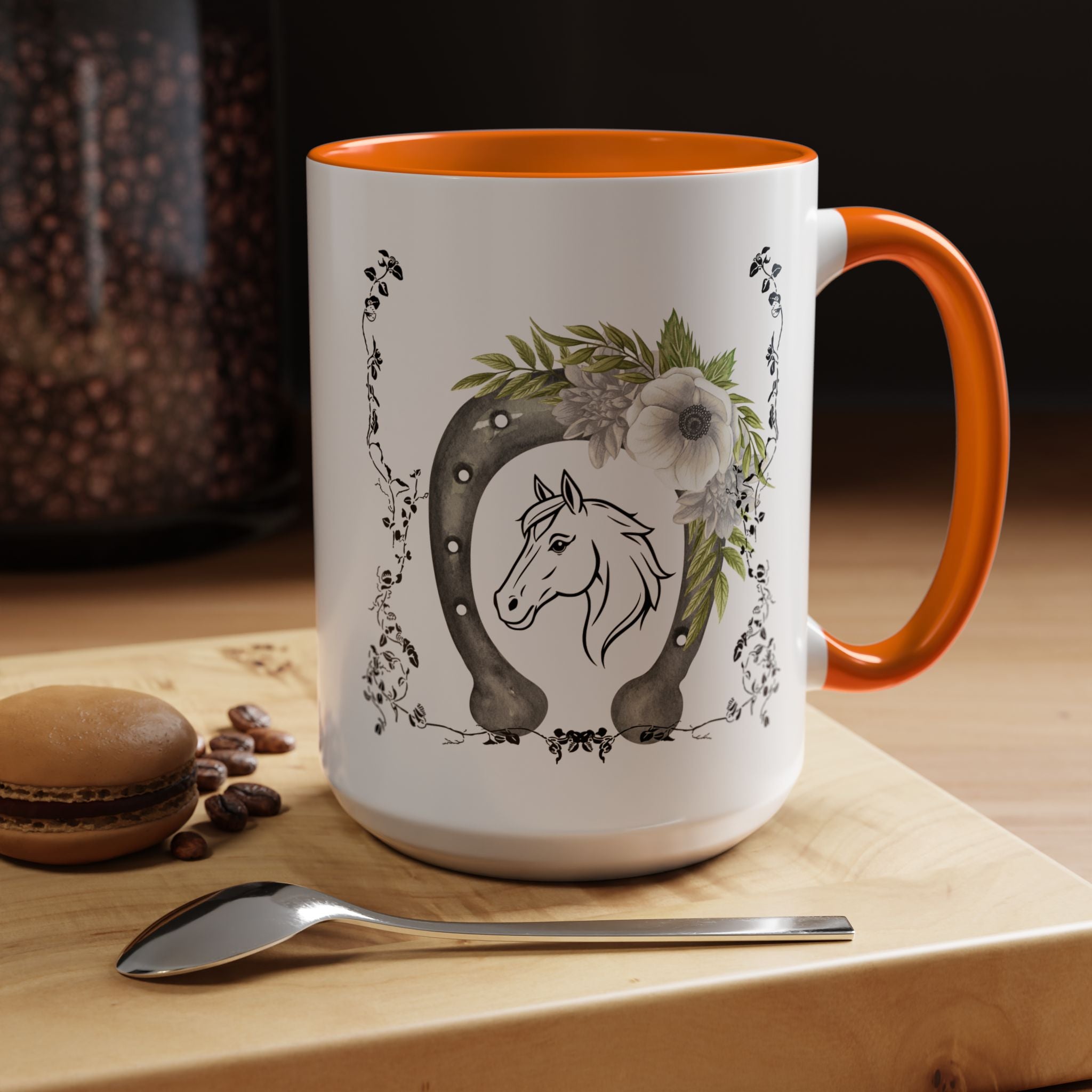 Personalized Floral Horseshoe Mug - Unique Gift for Horse Lovers, Cowgirl Theme, Farmhouse Decor, Wedding Favors, Custom Name Mug