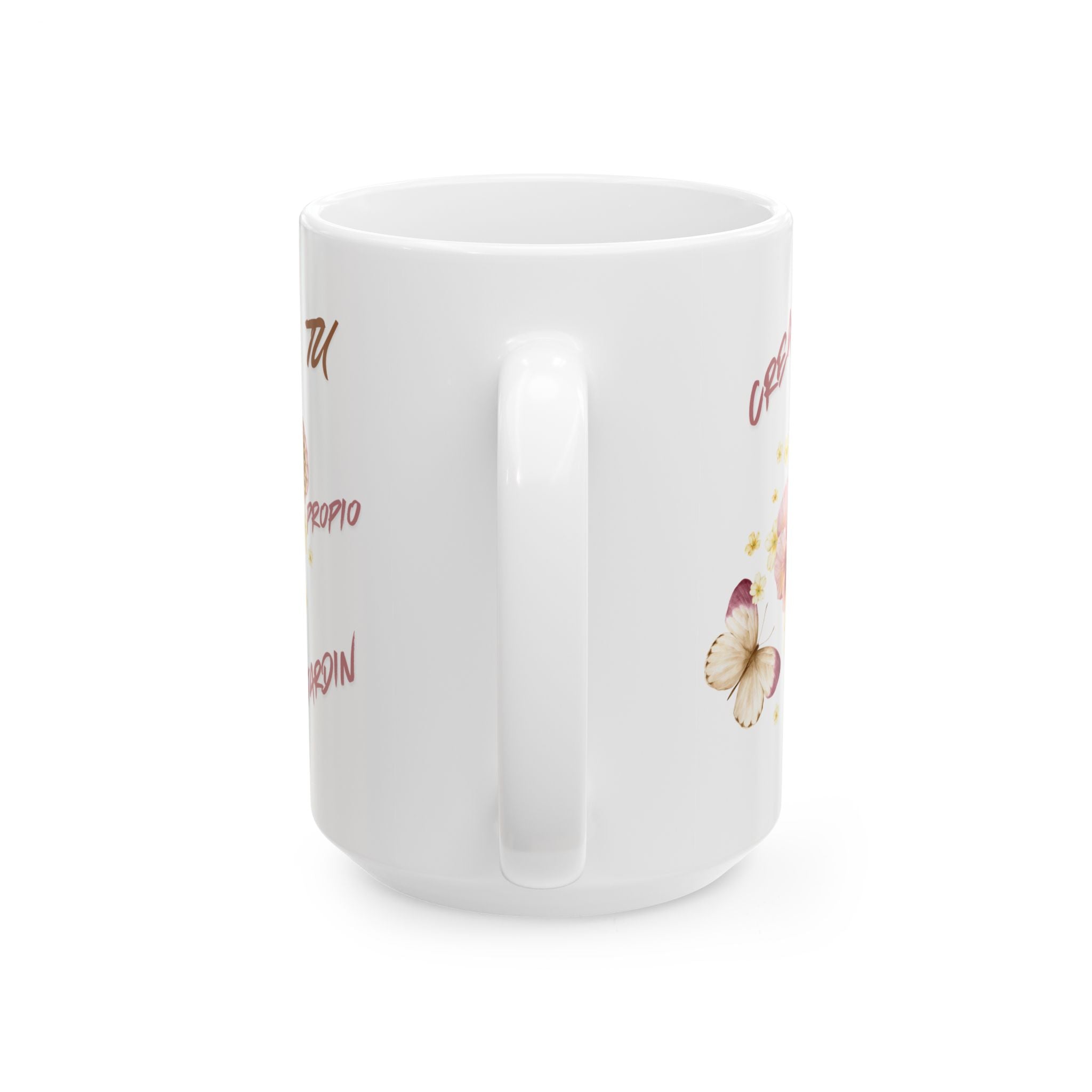 Ceramic Mug - 'Crea Tu Propio Jardín' Floral Butterfly Coffee Cup (11oz & 15oz)