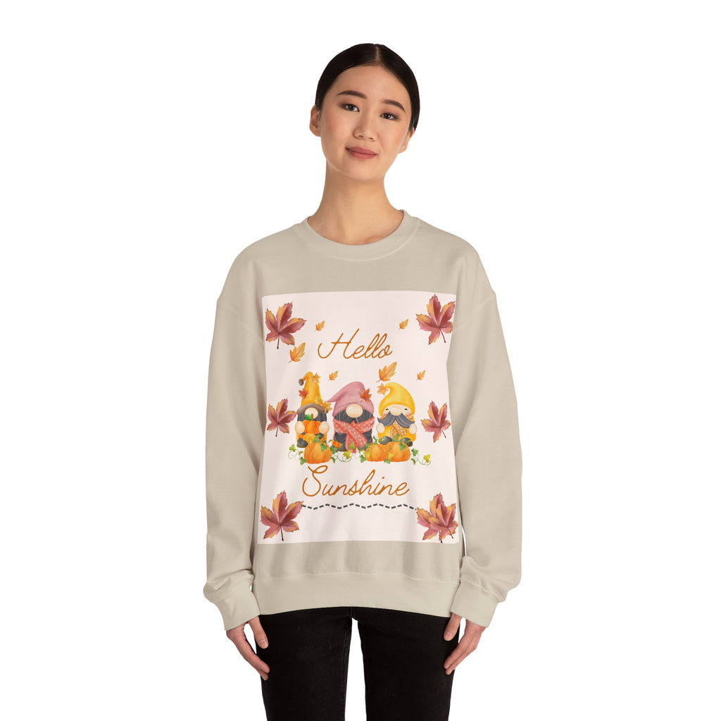 Hello Sunshine Fall Crewneck Sweatshirt, Cozy Autumn Apparel, Unisex Sweatshirt, Perfect for Thanksgiving, Gift for Nature Lovers