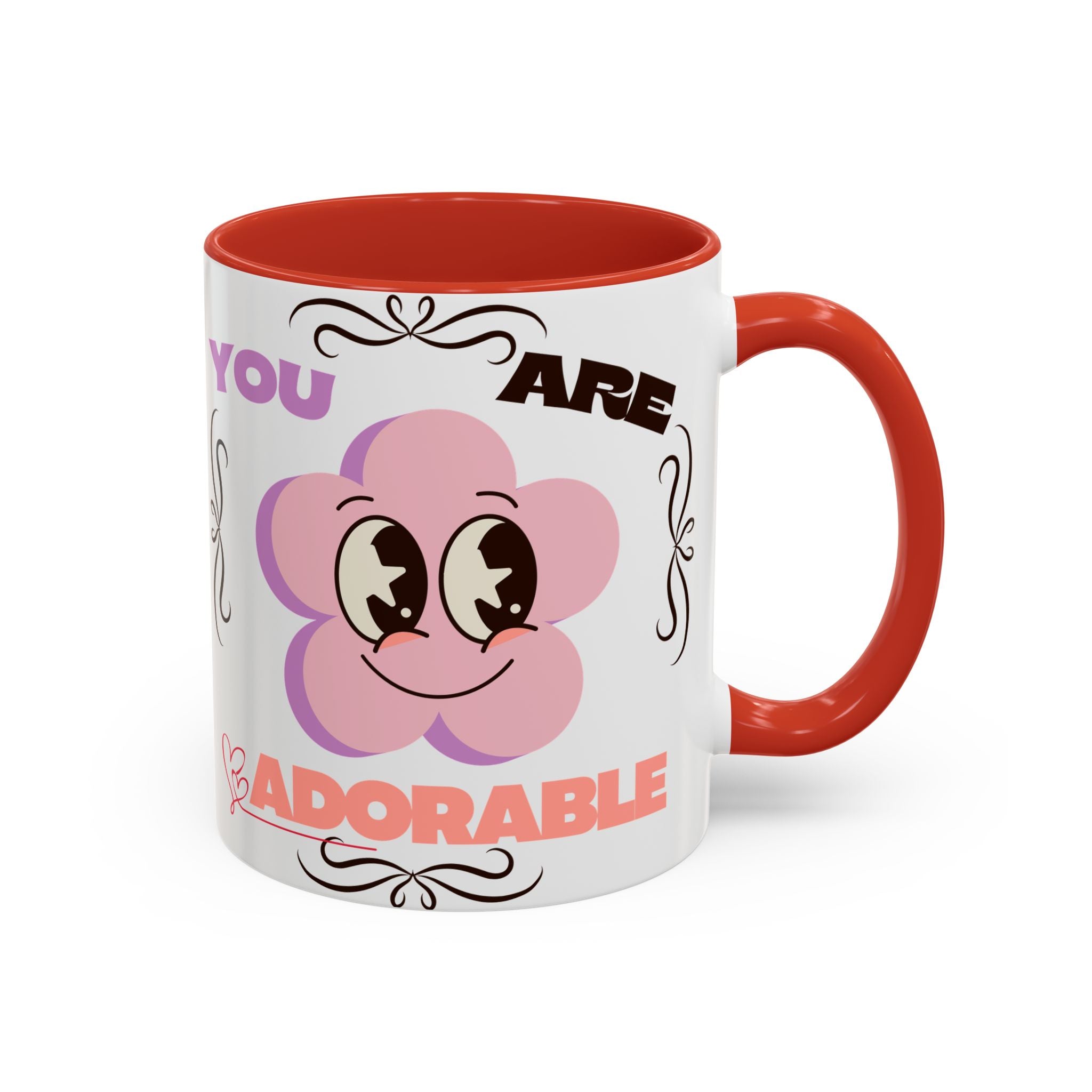 You Are Adorable Coffee Mug — Cute Pink Flower Accent Mug (11/15oz)