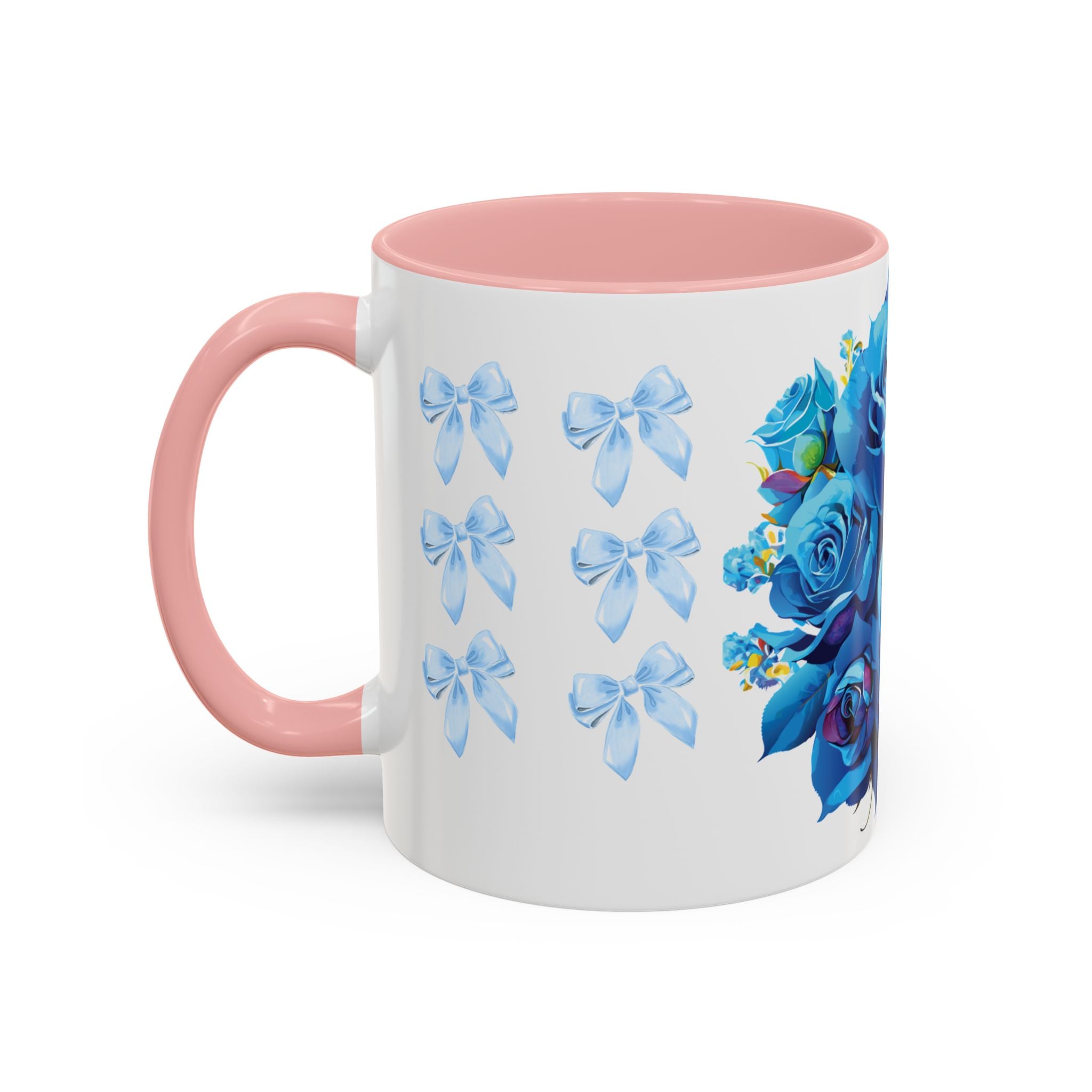 Blue Rose Accent Coffee Mug – Floral Bouquet Design (11/15 oz)