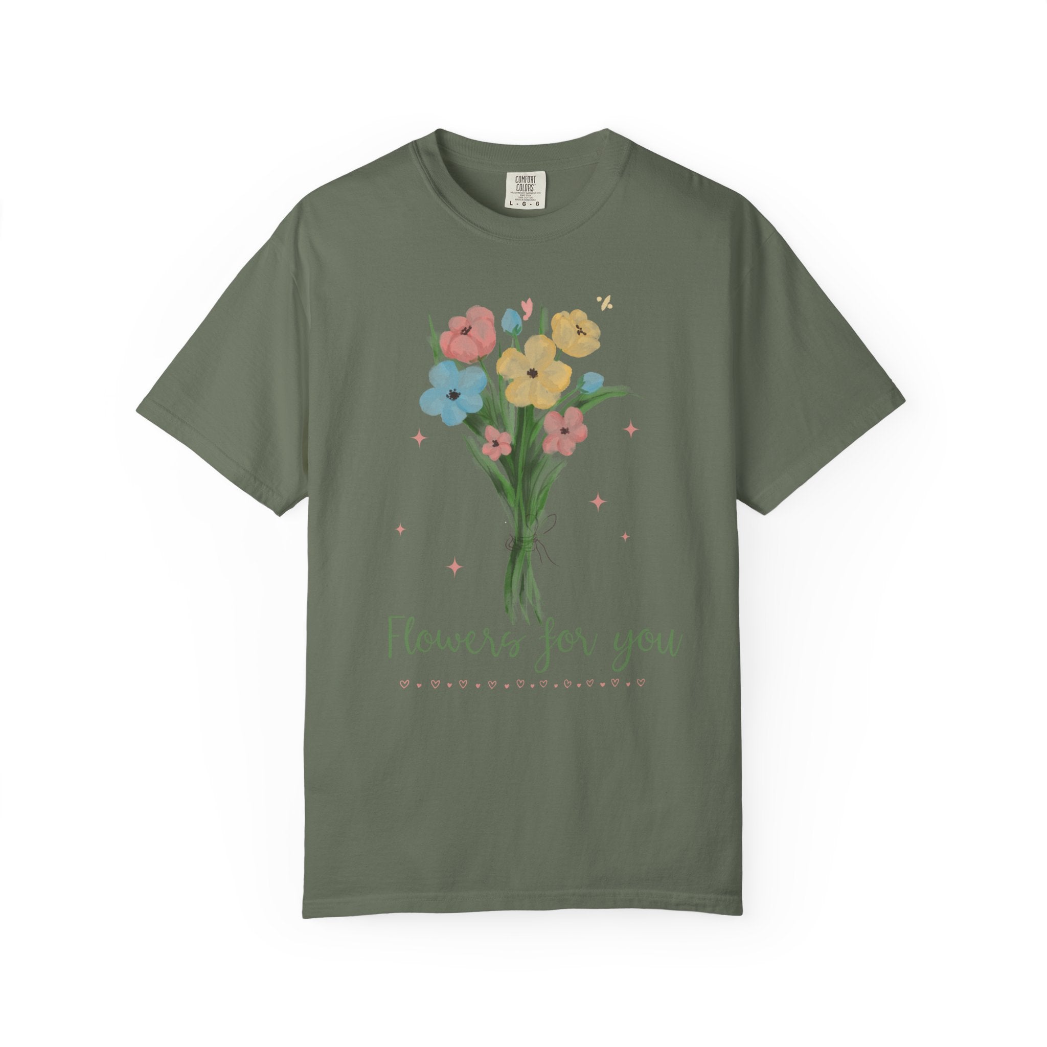 Flower Bouquet Unisex Garment-Dyed T-shirt, Spring Gift, Casual Wear, Floral Tee, Mother's Day Top, Gardening Shirt