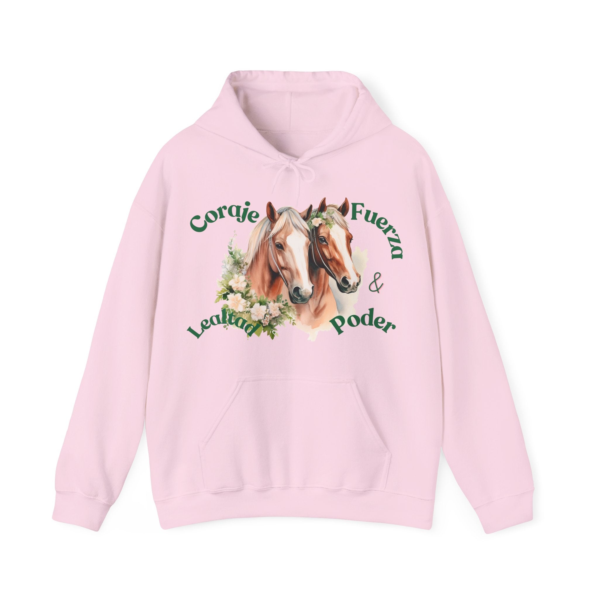 Equine Spirit Hooded Sweatshirt - Courage, Strength, Love, Gift for Horse Lovers, Cozy Wear, Equestrian Apparel, Motivational Sweatshirt