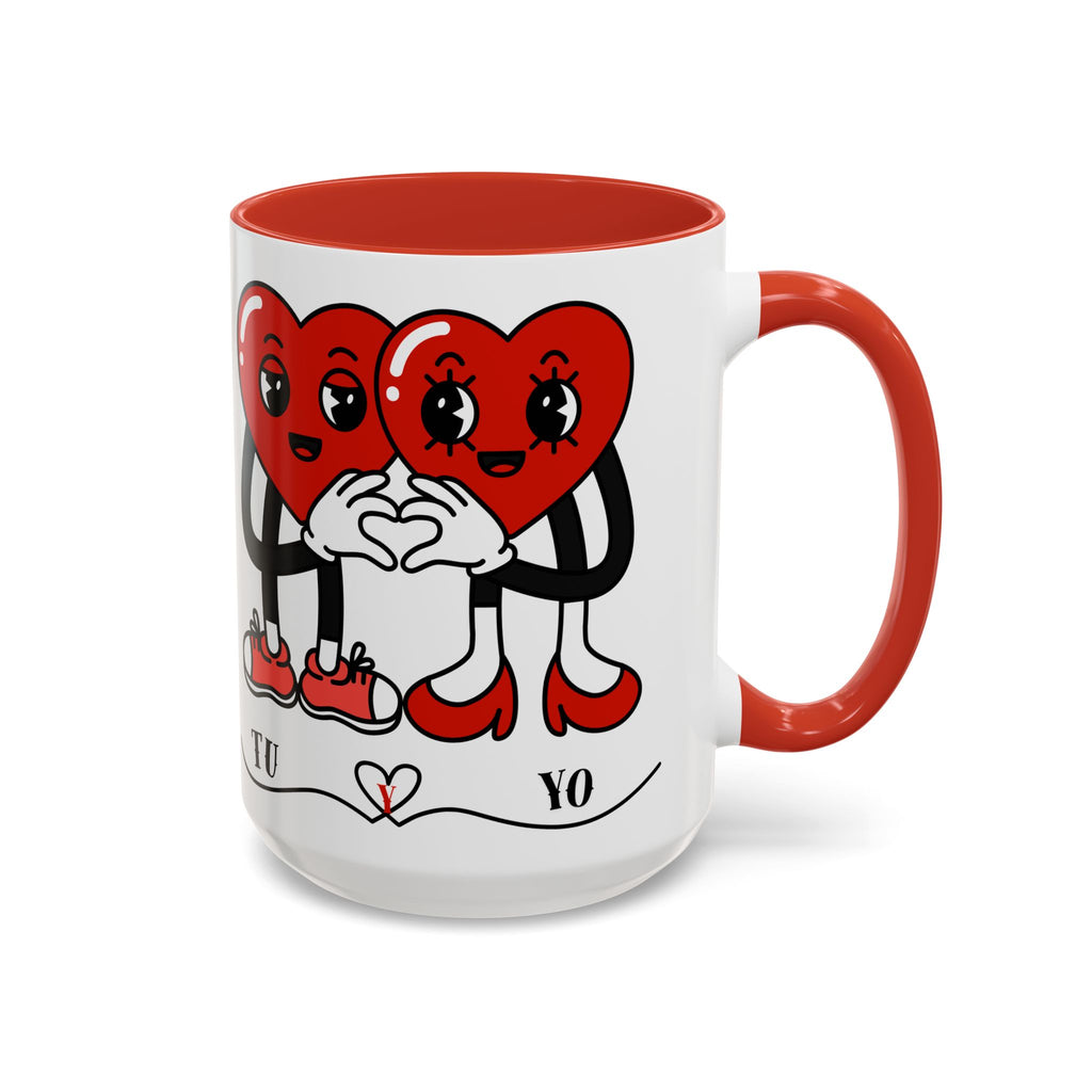 Valentine Heart Couple Coffee Mug – "Tu y Yo" Cute Romantic Accent Mug