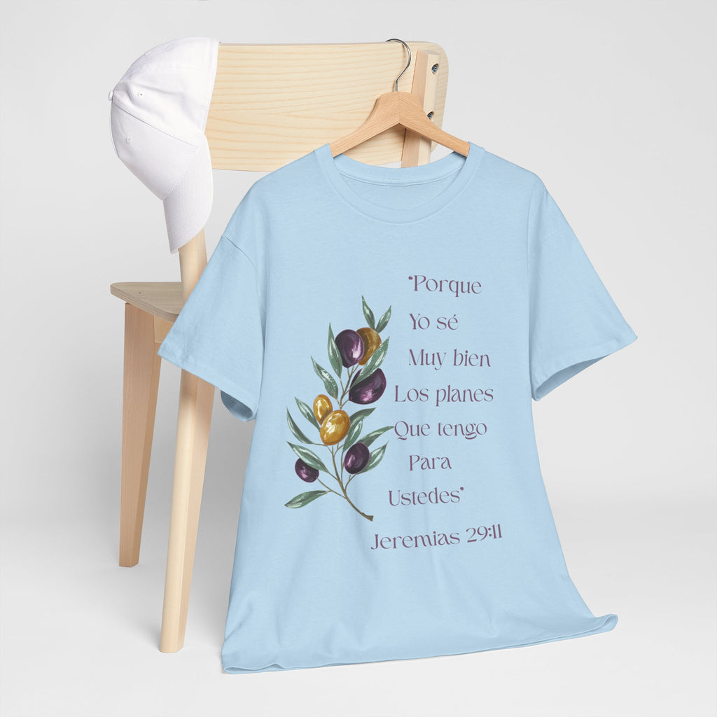 Olive Branch Scripture Tee — Jeremías 29:11 Spanish Floral Bible Verse T-Shirt