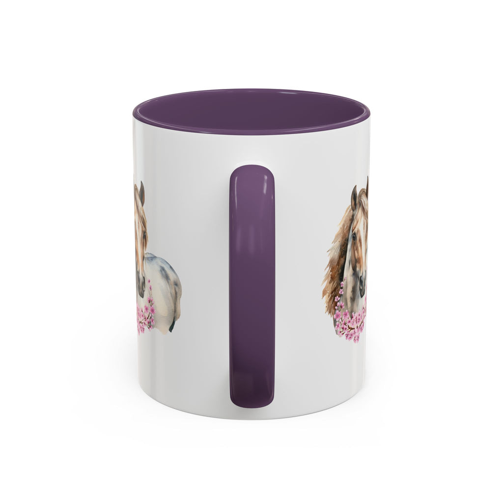 Horse Portrait Accent Coffee Mug — Floral Necklace Rustic Equestrian Gift (11/15oz)