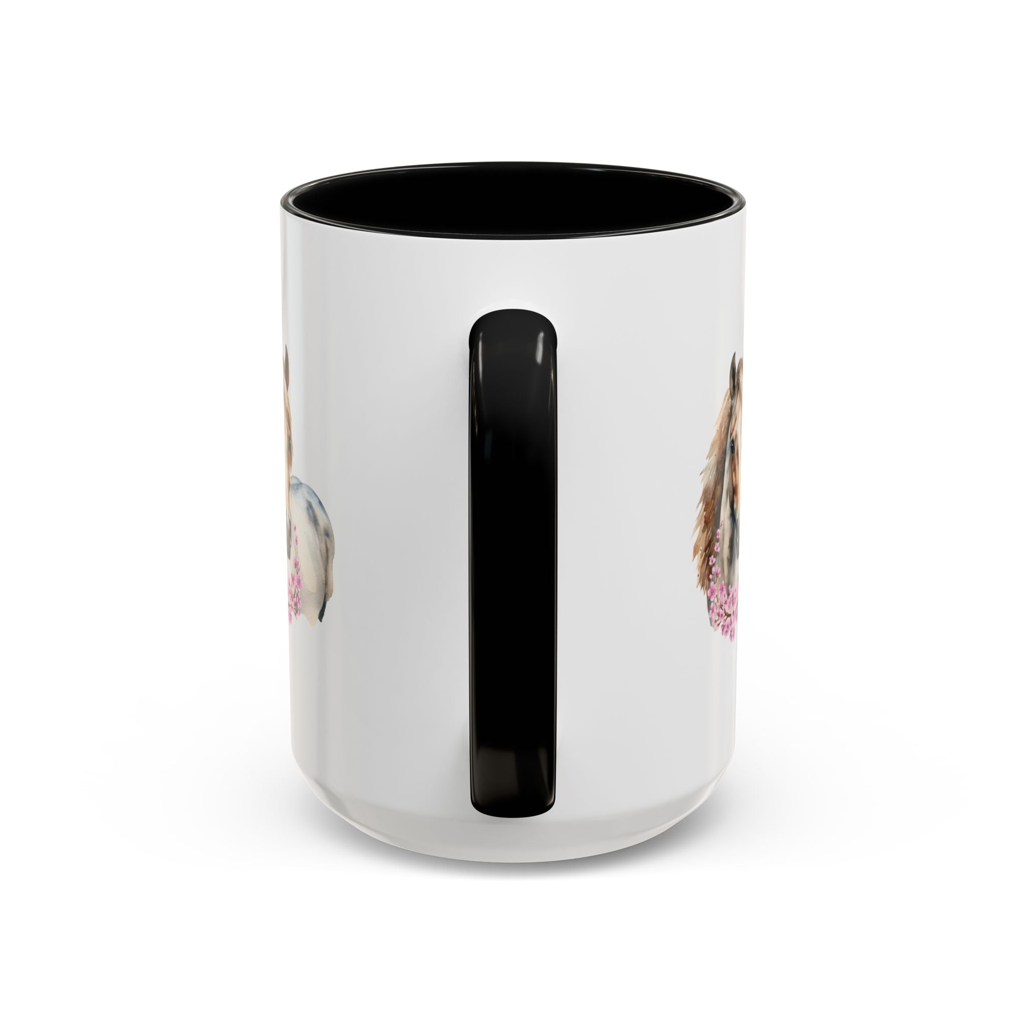 Horse Portrait Accent Coffee Mug — Floral Necklace Rustic Equestrian Gift (11/15oz)