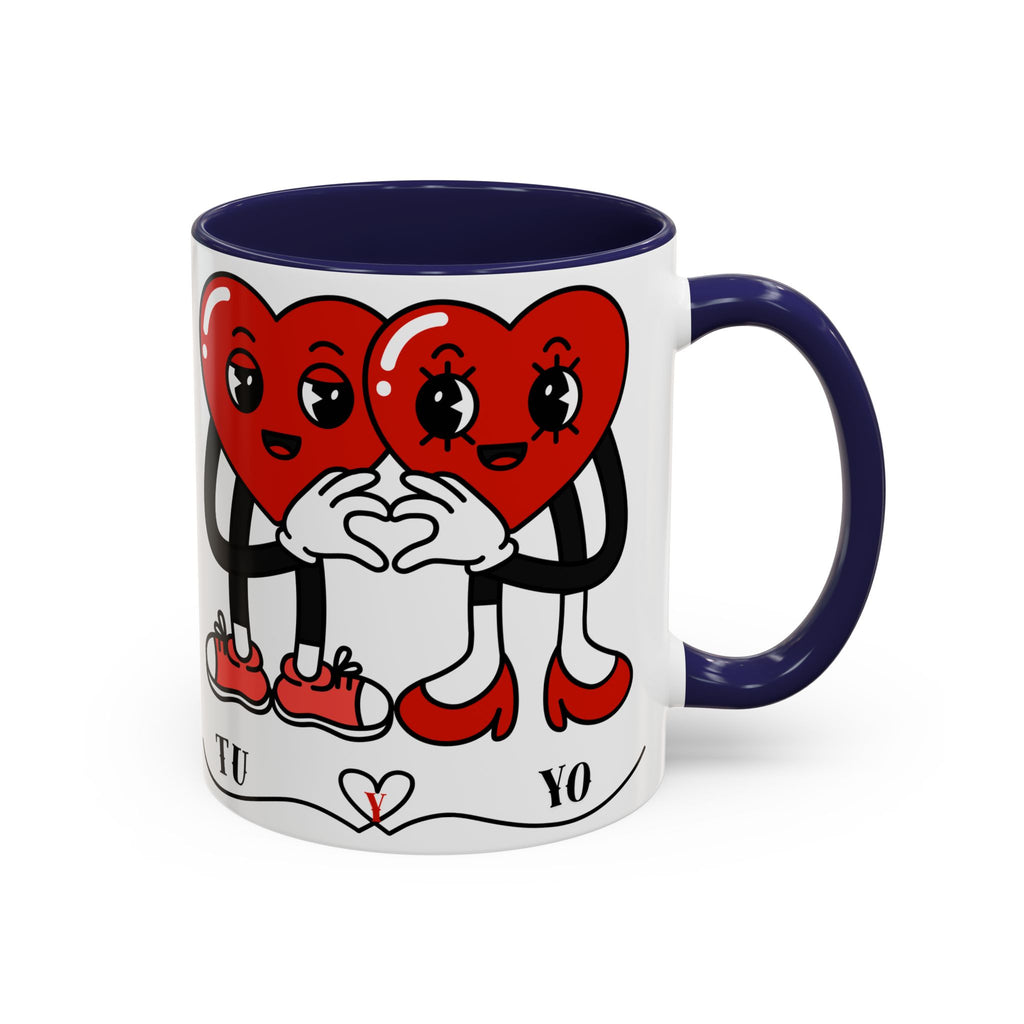 Valentine Heart Couple Coffee Mug – "Tu y Yo" Cute Romantic Accent Mug