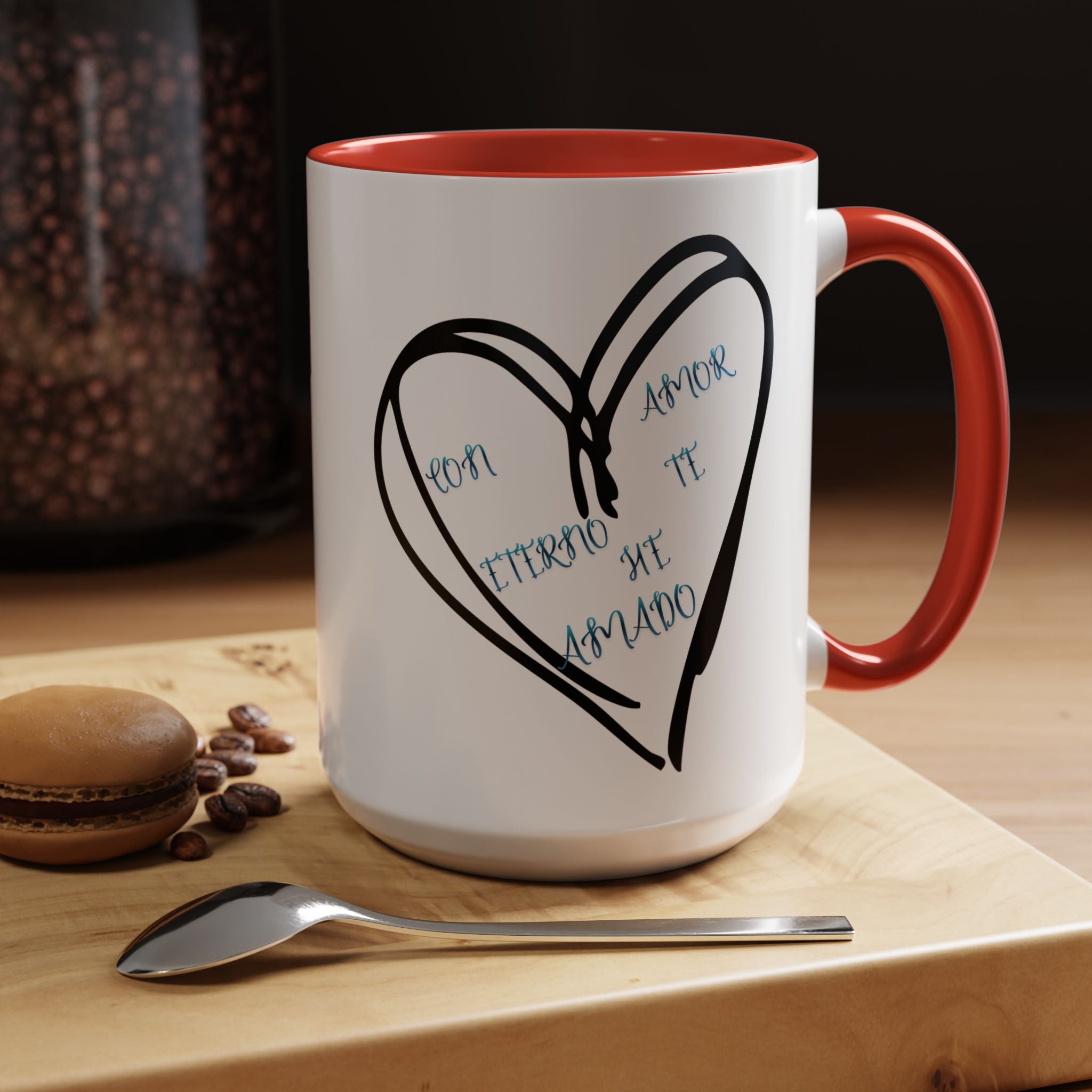 Coffee Mug - Hand-Drawn Heart with Spanish 'Por Amor Te He Amado' Accent