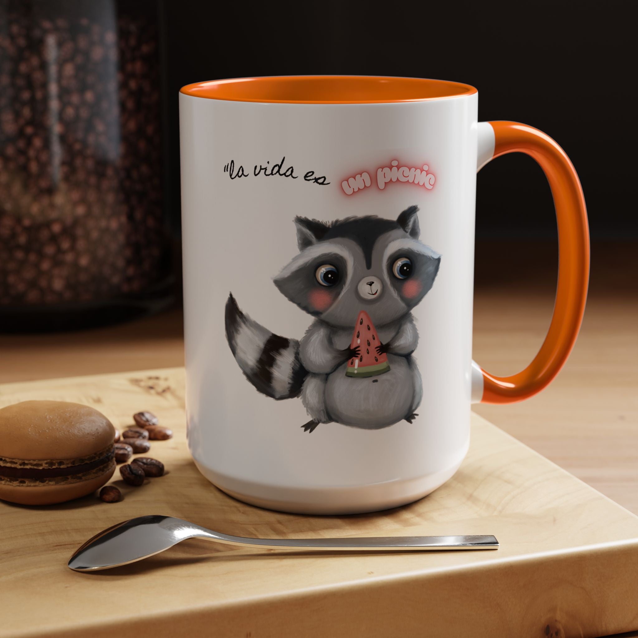 Raccoon-Themed Accent Coffee Mug | Cute Animal Mug for Home, Gift for Coffee Lovers, Nature Lovers, Birthday, Celebrate Life