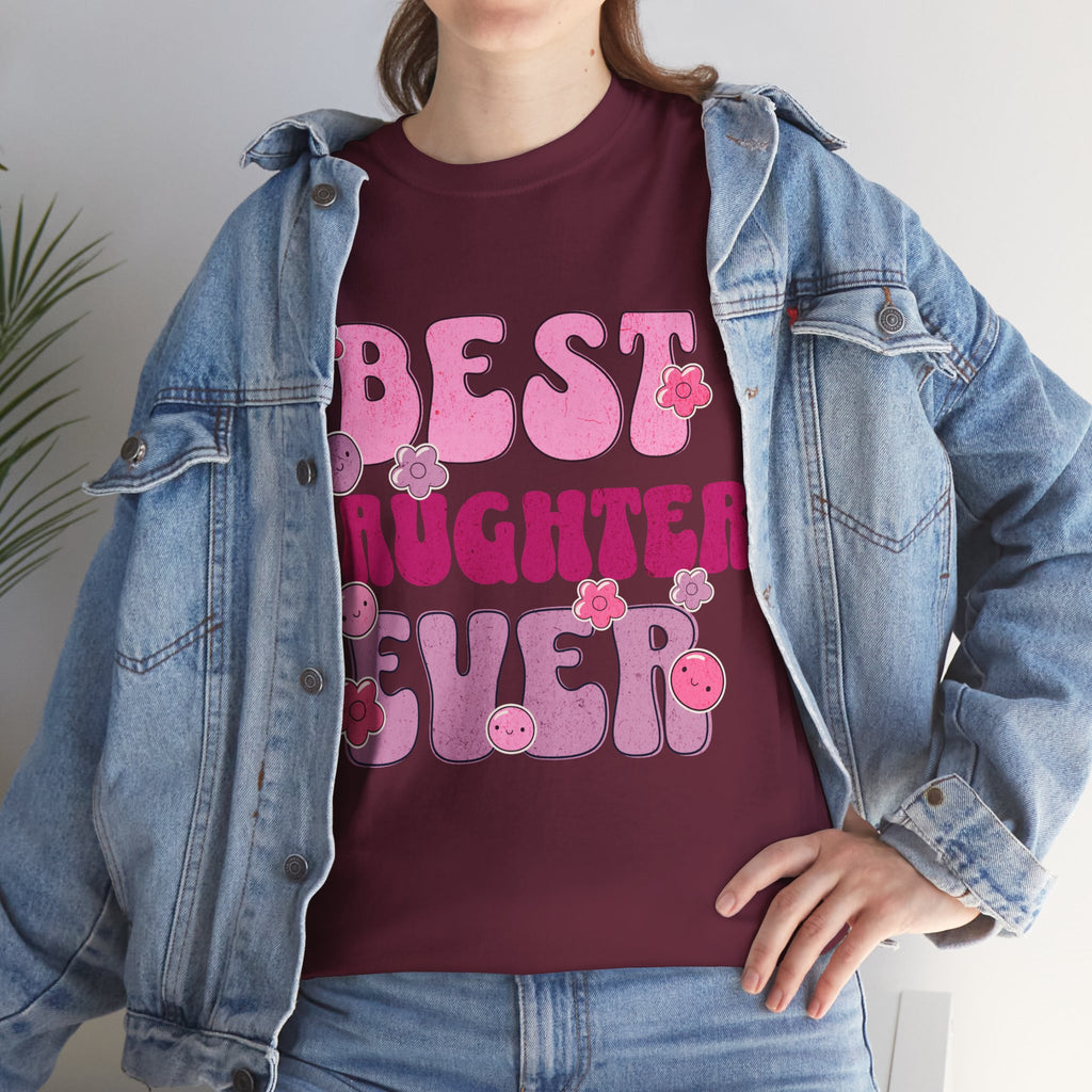 Best Daughter Ever T-Shirt — Cute Pink Retro Typography Tee for Daughters, Mother's Day Gift