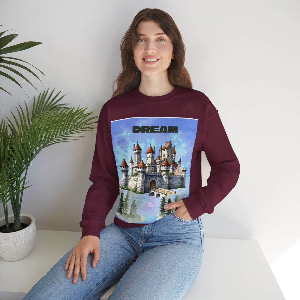 Dreamy Castle Crewneck Sweatshirt, Cozy Graphic Sweatshirt, Unisex Pullover, Pastel Art Apparel, Fantasy Sweatshirt