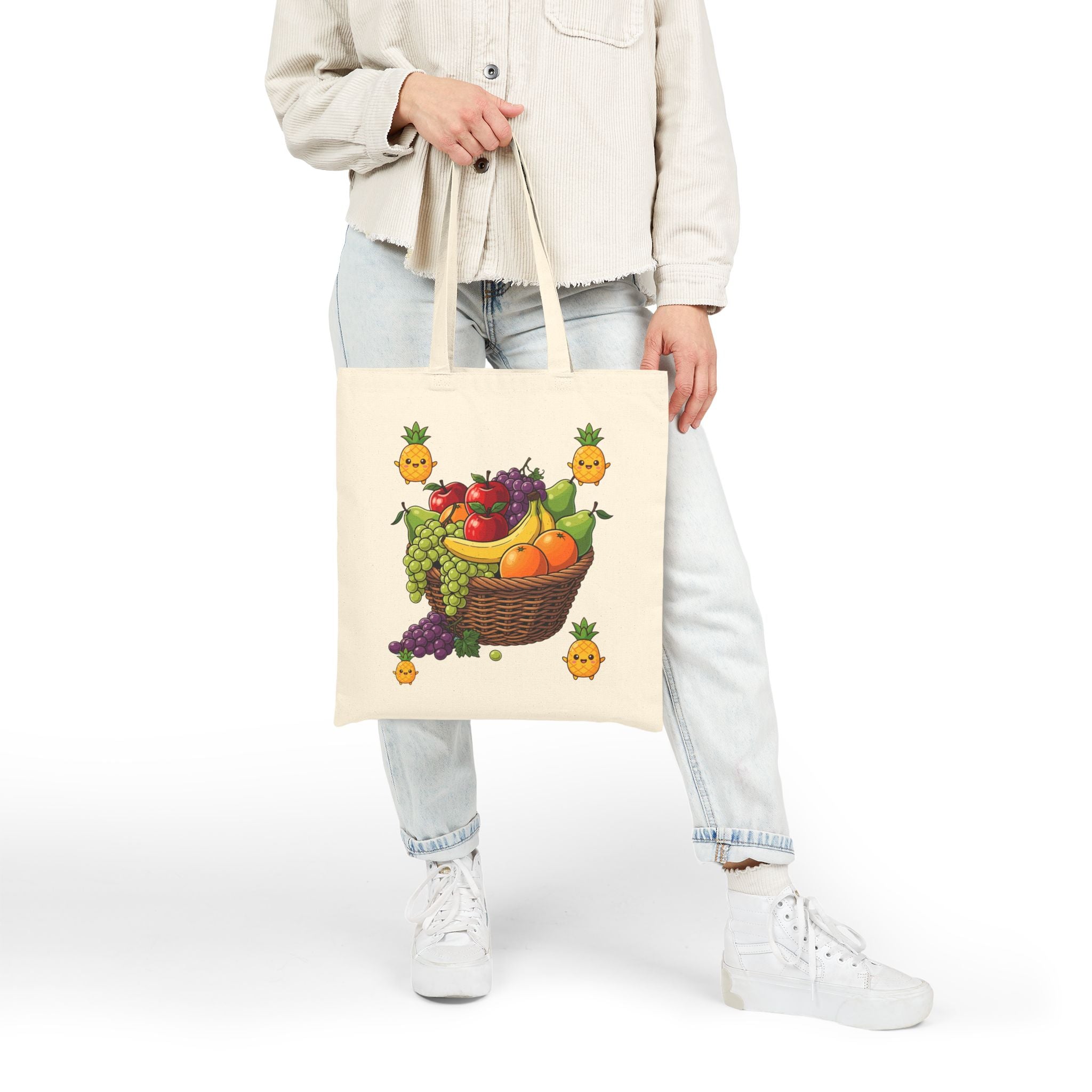 Fruit Basket Canvas Tote — Cute Pineapple Charm Grocery Bag