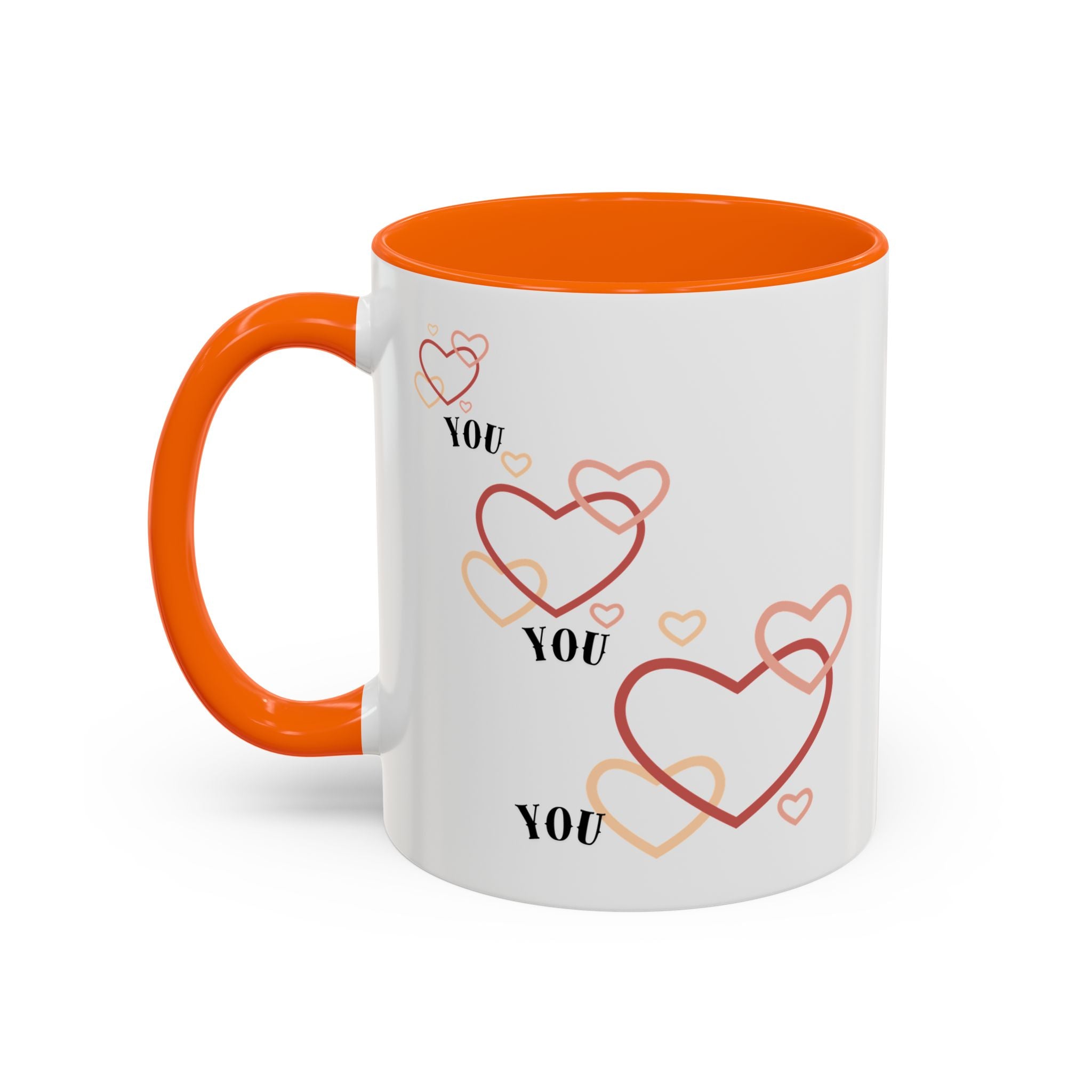 Love You Accent Coffee Mug, Valentine's Day Gift, Heart Mug, Cute Coffee Cup, Romantic Beverage Container
