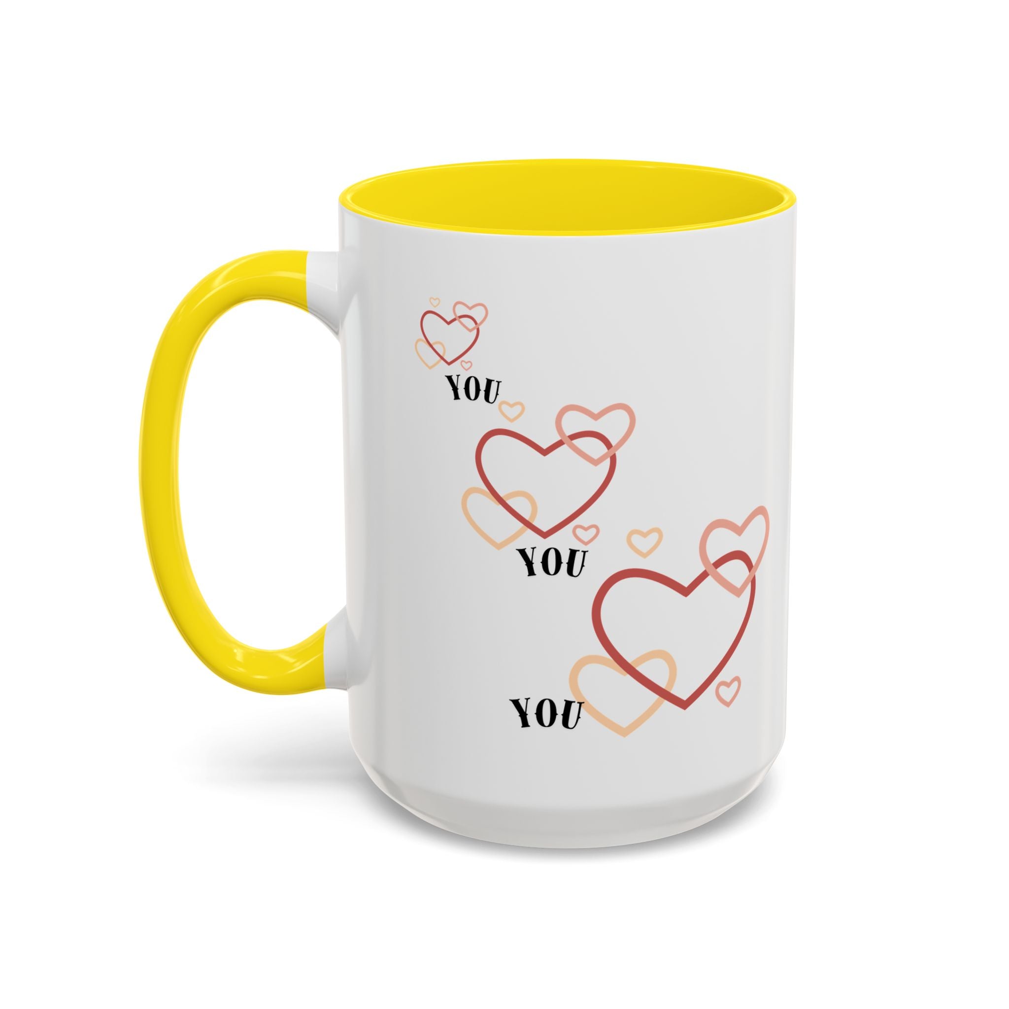Love You Accent Coffee Mug, Valentine's Day Gift, Heart Mug, Cute Coffee Cup, Romantic Beverage Container