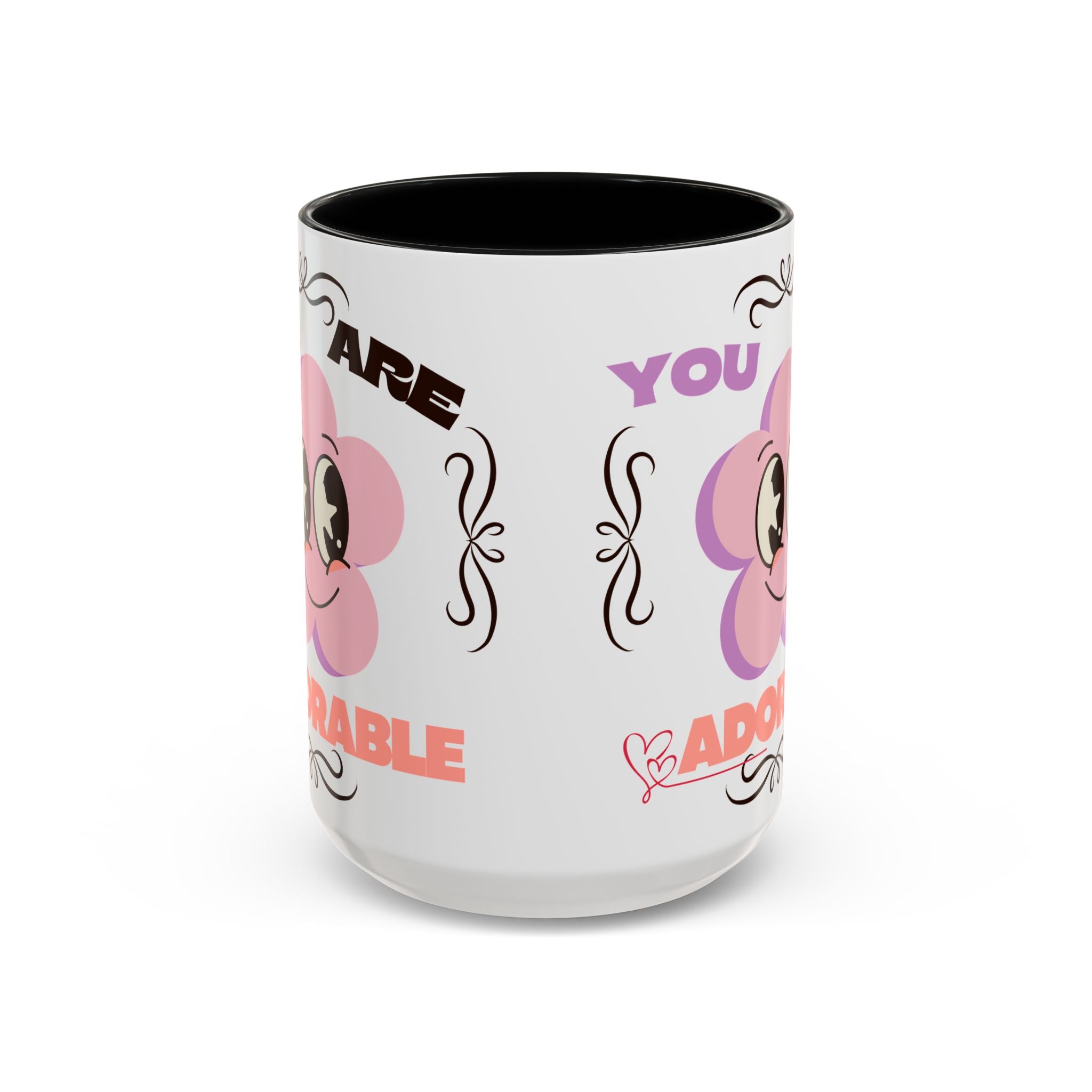 You Are Adorable Coffee Mug — Cute Pink Flower Accent Mug (11/15oz)