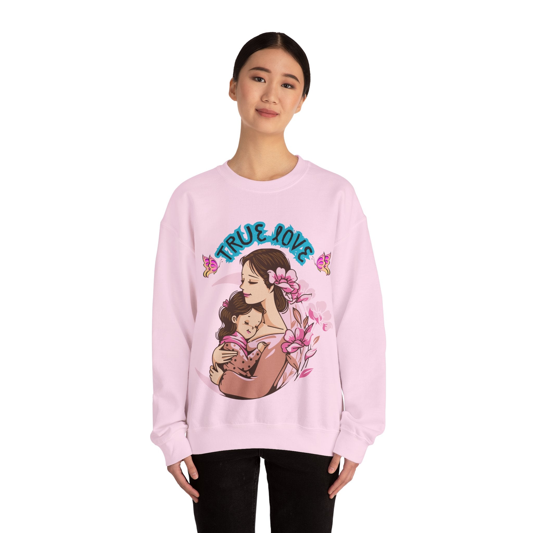 True Love Crewneck Sweatshirt | Family Gift, Mother's Day Apparel, Cozy Sweatshirt, Comfort Wear, Floral Design