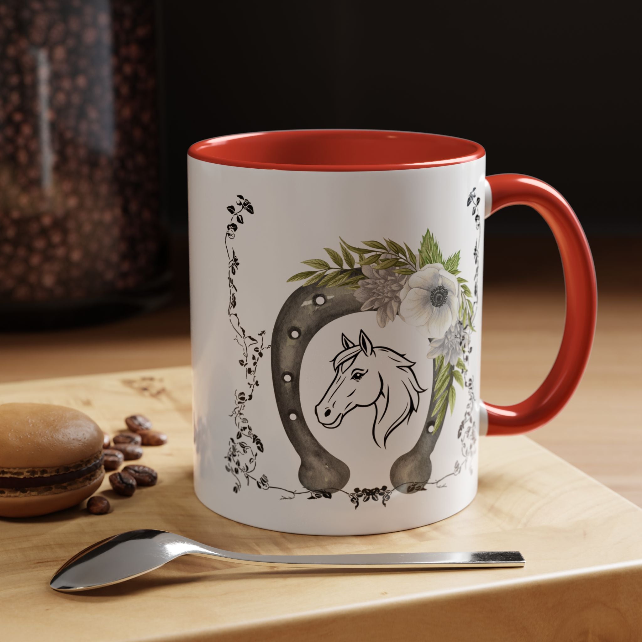 Personalized Floral Horseshoe Mug - Unique Gift for Horse Lovers, Cowgirl Theme, Farmhouse Decor, Wedding Favors, Custom Name Mug