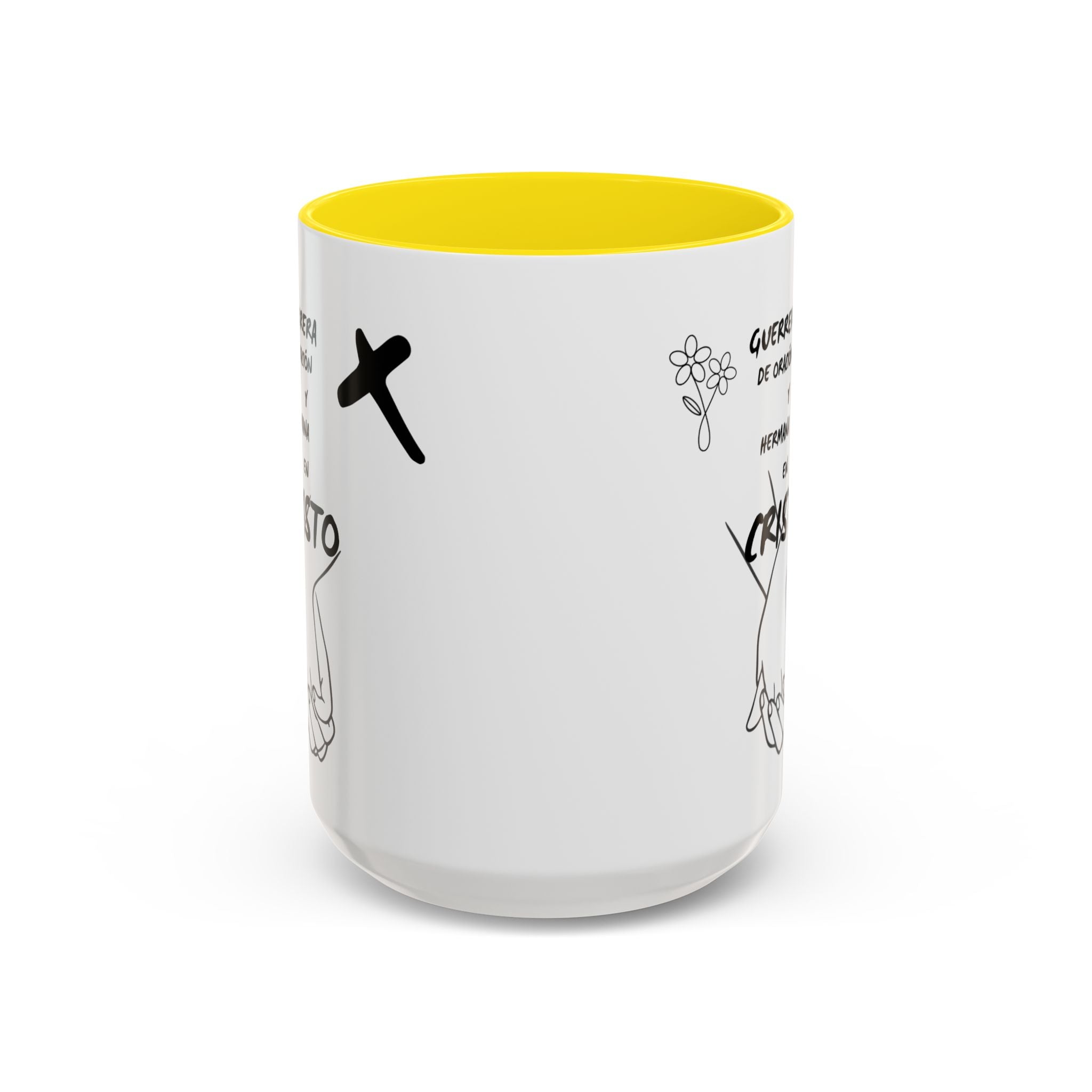 Christian Prayer Warrior Mug — "Guerrera de Oración y Hermana en Cristo" Accent Coffee Cup (11/15oz)
