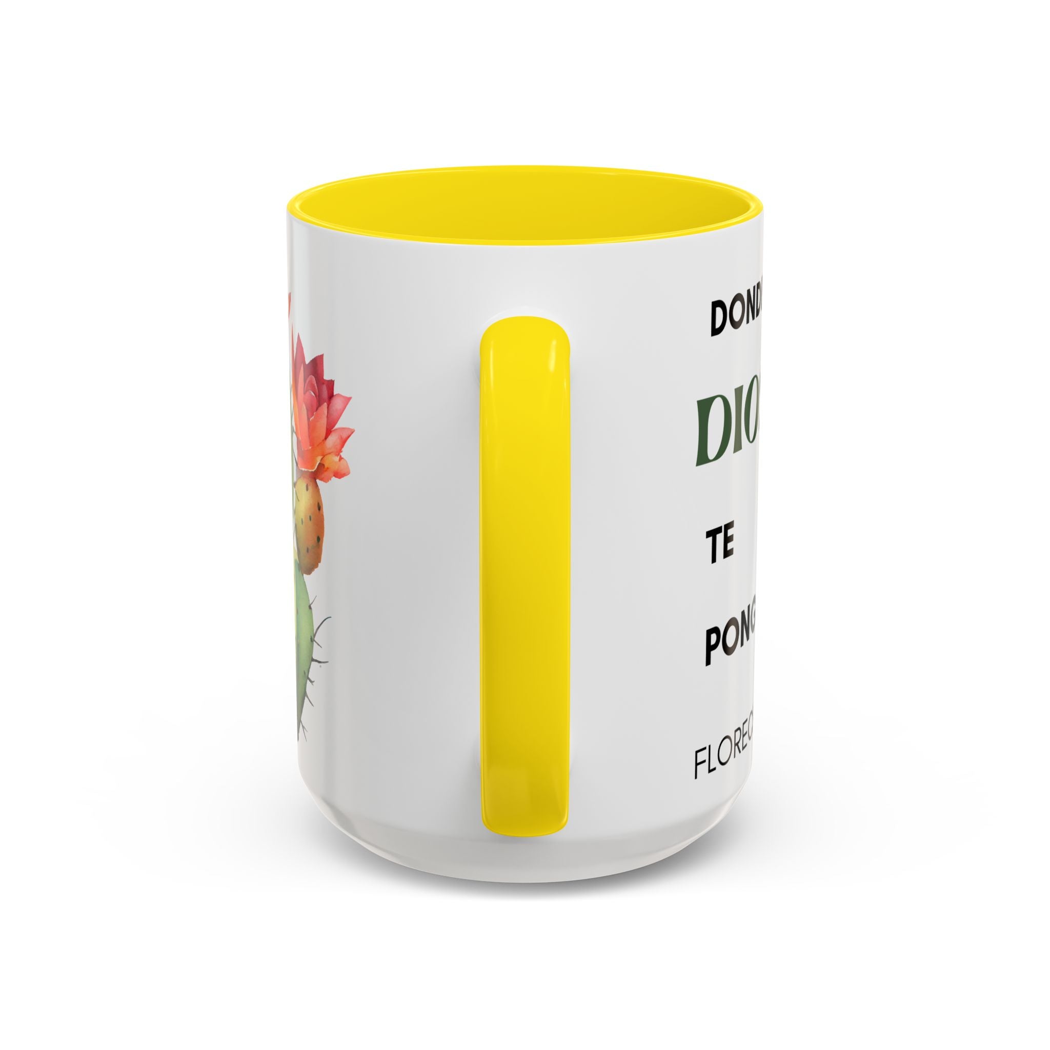 Cactus Floral Accent Coffee Mug – ‘Donde Dios Te Ponga Florecerás’ Spanish Inspirational Mug