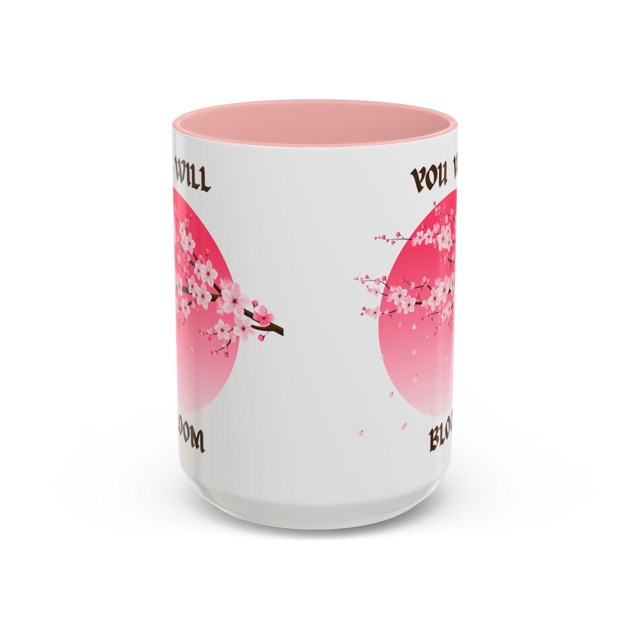 You Will Bloom Accent Coffee Mug — Cherry Blossom Inspirational 11/15oz