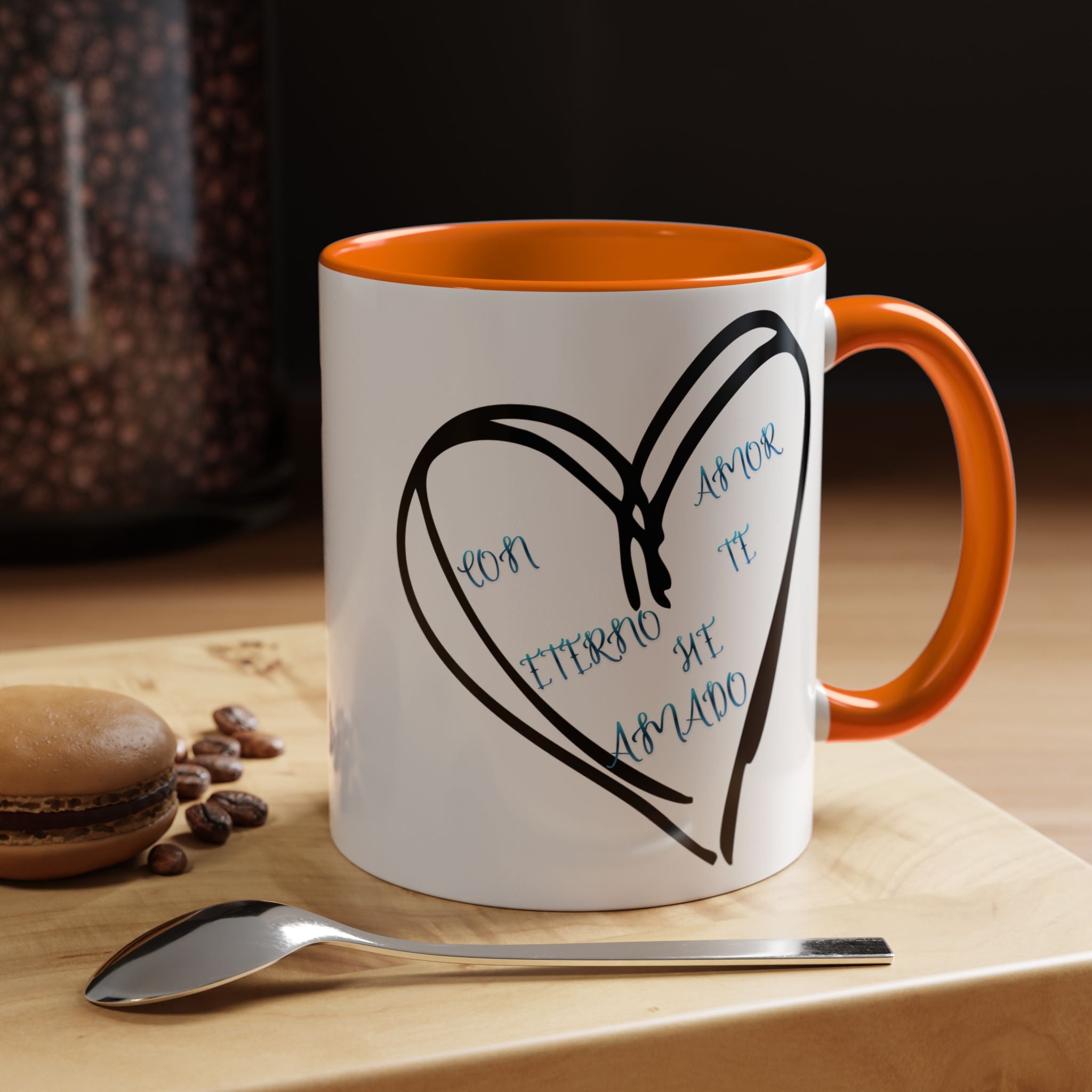 Coffee Mug - Hand-Drawn Heart with Spanish 'Por Amor Te He Amado' Accent