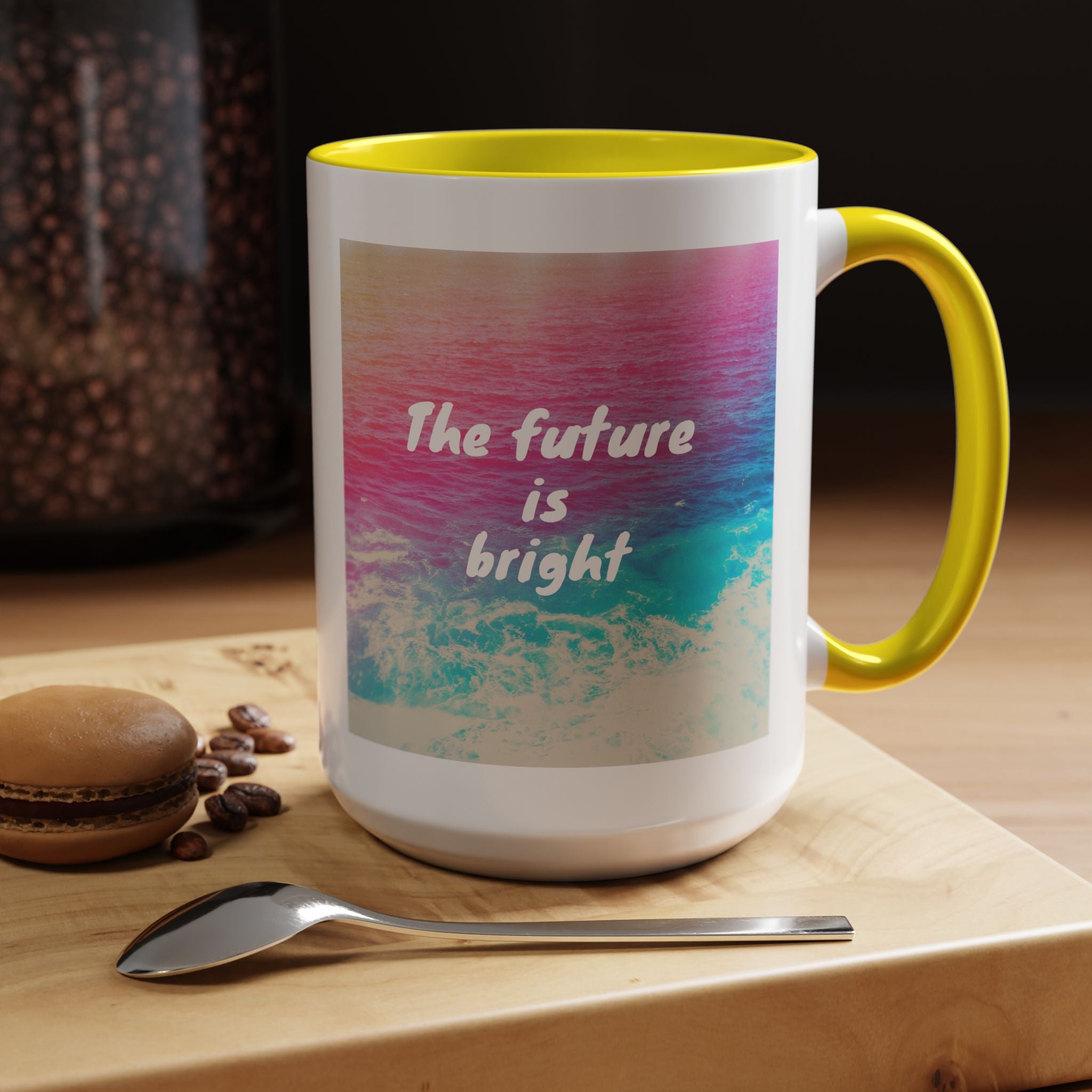 Ocean Background Future Is Bright Accent Coffee Mug (11, 15oz)
