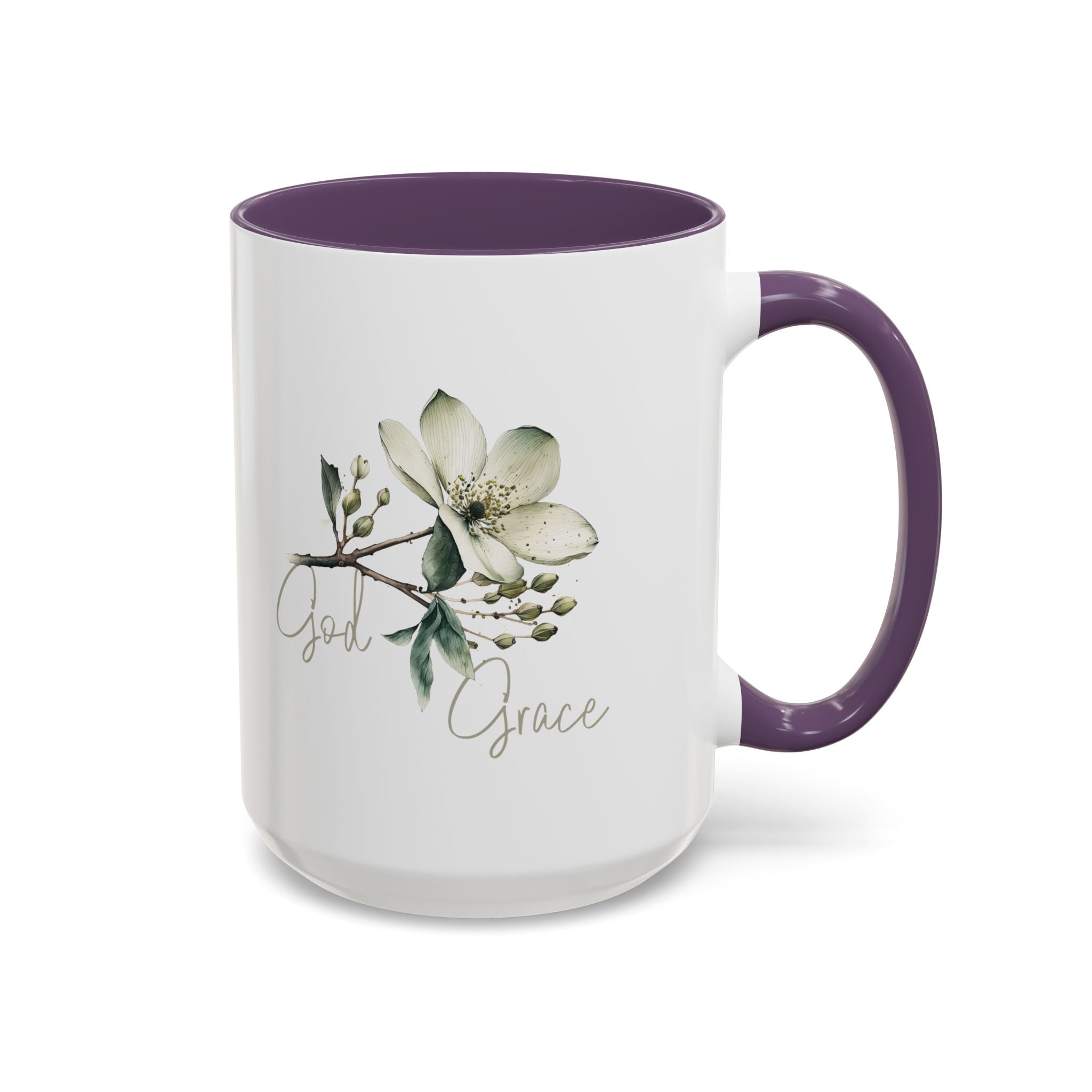 Floral Accent Coffee Mug | God Grace Gift, Nature-Inspired Tea Cup, Inspirational Drinkware for Home, Office, Mother's Day