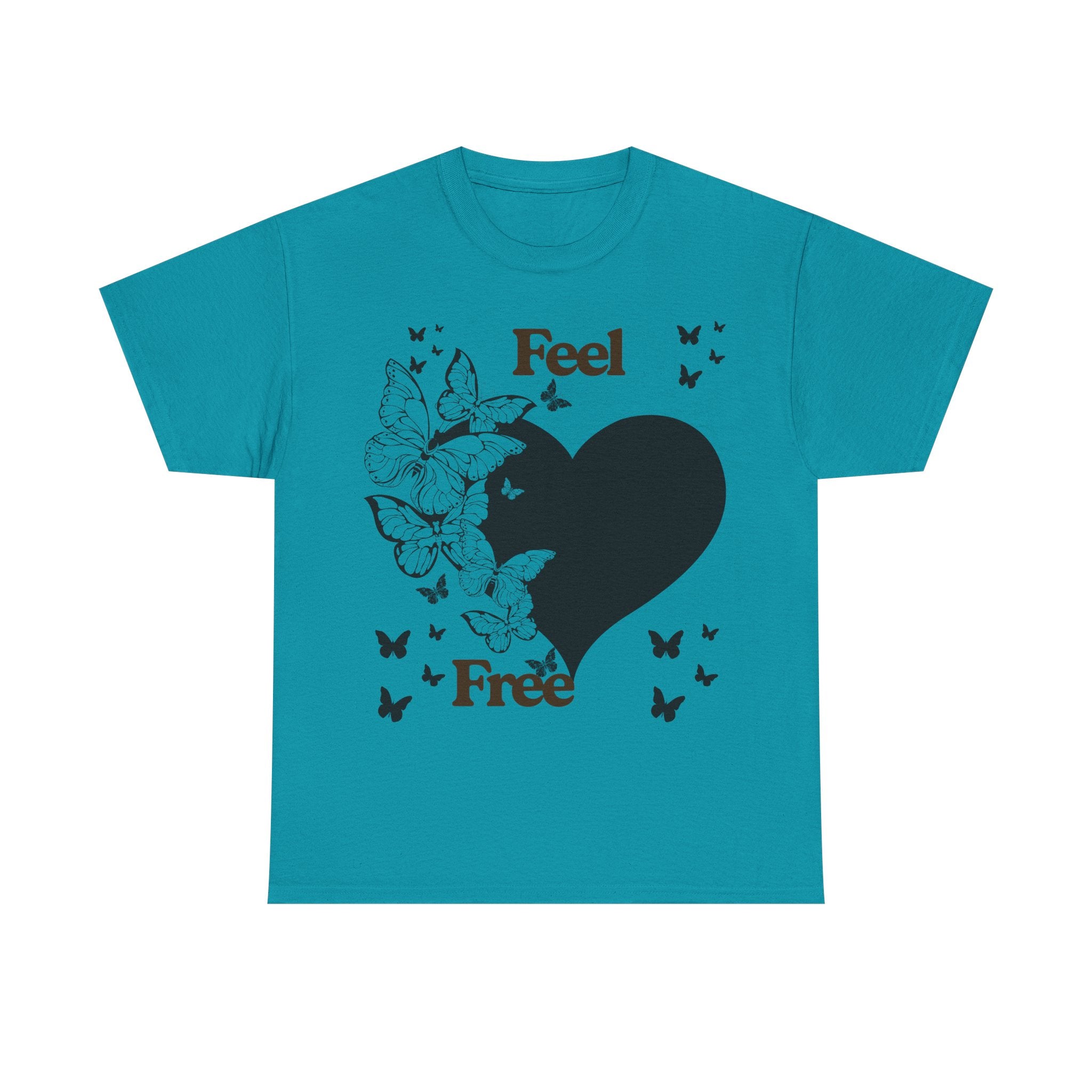 Butterfly Heart Unisex Heavy Cotton Tee, Feel Free Shirt, Nature Lover Gift, Casual Wear, Spring Fashion, Butterfly Design Tee