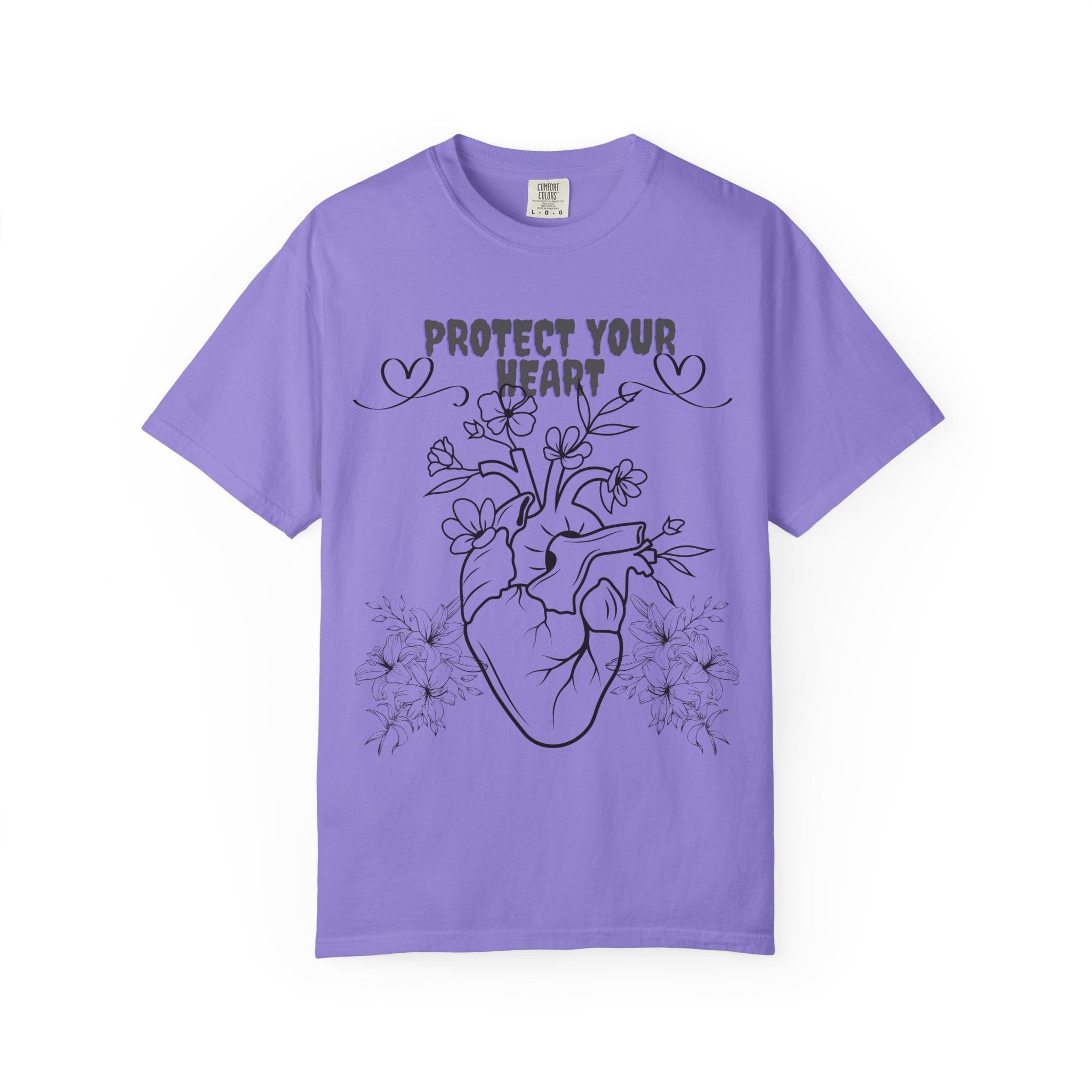 Protect Your Heart T-Shirt | Unisex Garment-Dyed Tee for Self-Care, Mental Health Awareness, Gifts for Friends, Cute Casual Wear