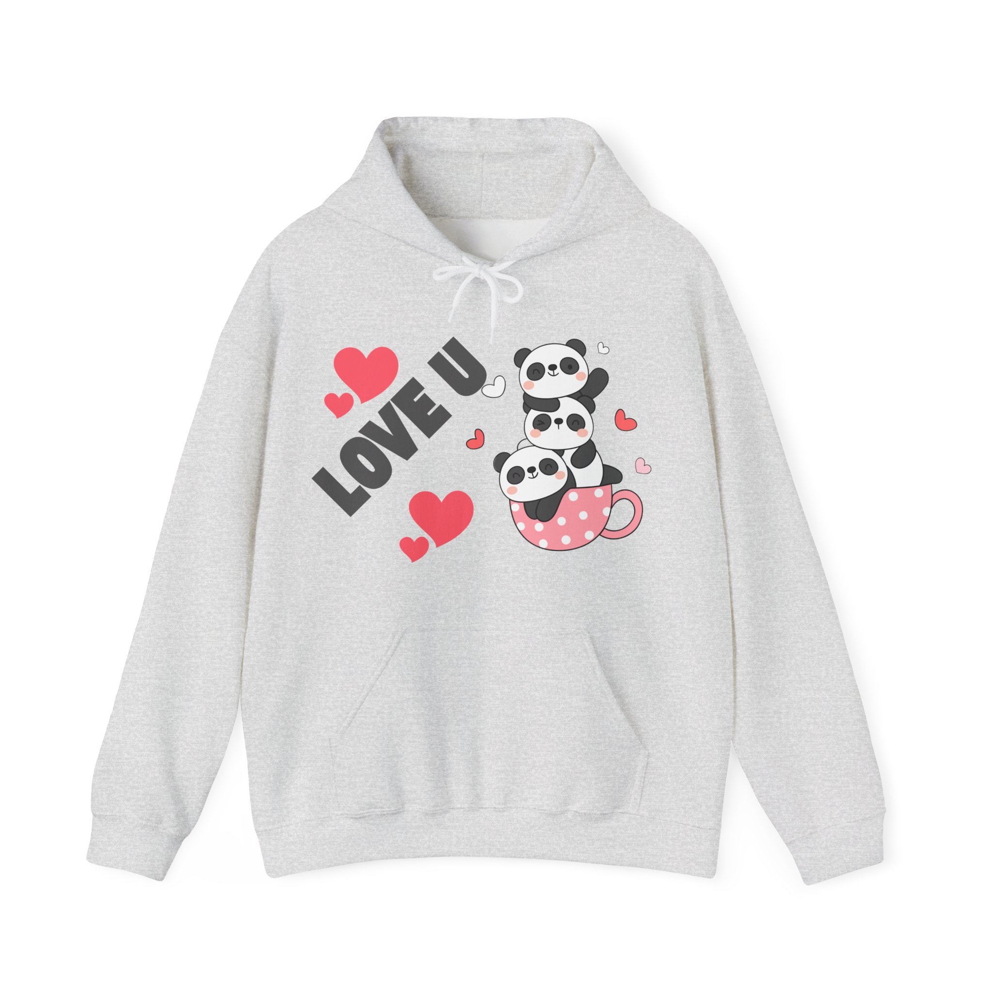 Cute Panda Love Hoodie for Couples, Valentine's Day Gift, Cozy Sweatshirt, Unisex Love Hoodie, Animal Lover Apparel, Cute Sweatshirt