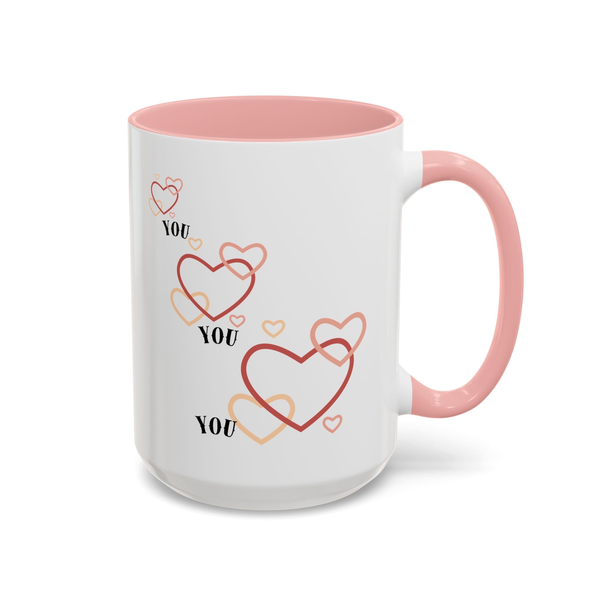 Love You Accent Coffee Mug, Valentine's Day Gift, Heart Mug, Cute Coffee Cup, Romantic Beverage Container