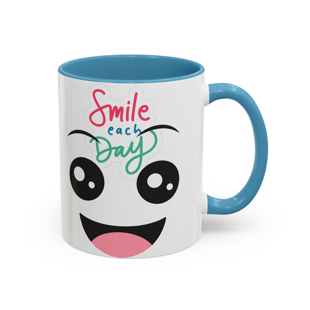 Smile Each Day Coffee Mug — Cute Cartoon Face Accent Mug (11/15oz)