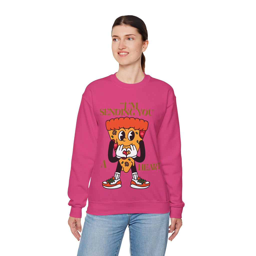 Pizza Love Crewneck Sweatshirt - Cute Gift for Foodies, Valentine's Day Apparel, Casual Comfort, Unisex Sweatshirt, Fun Pizza Design