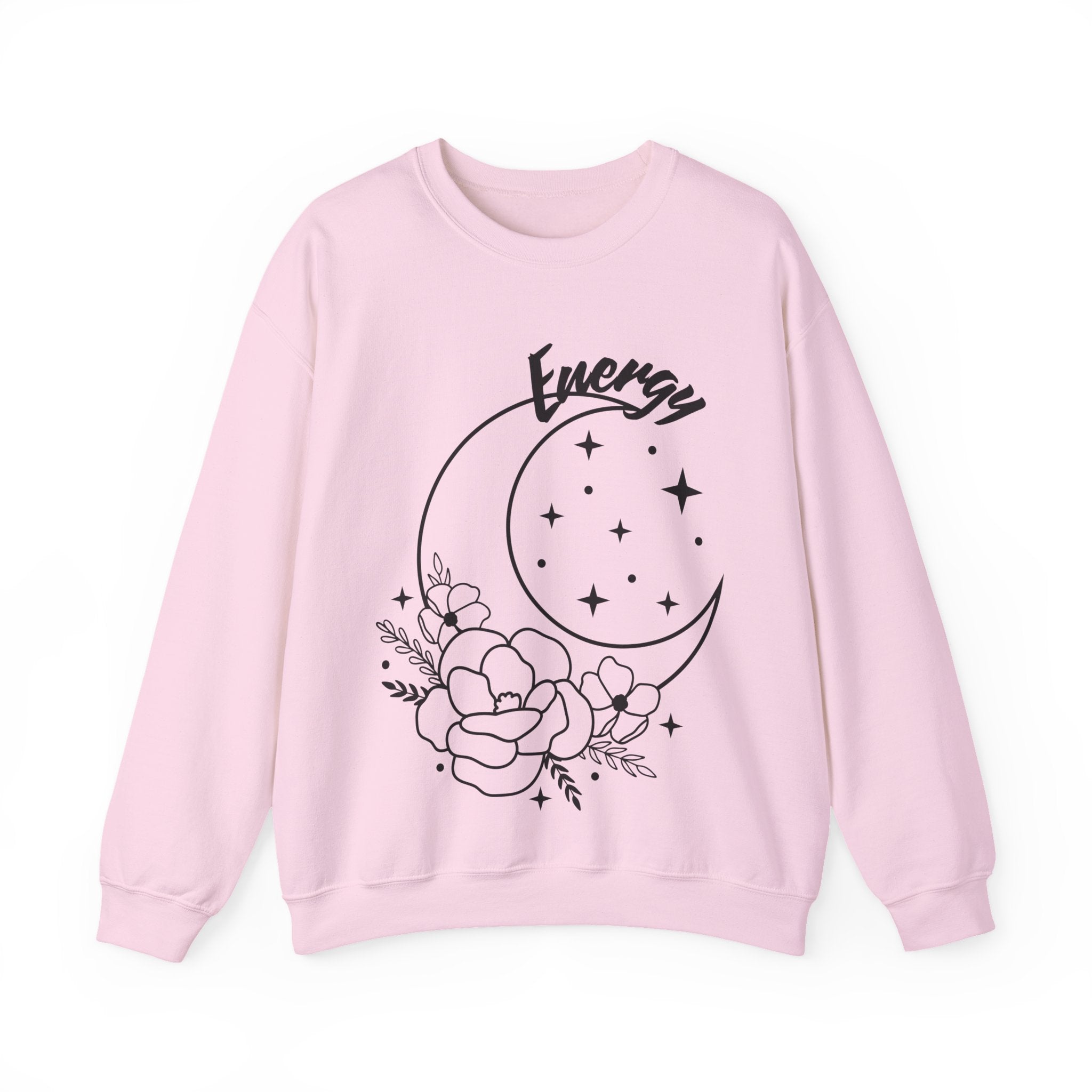 Celestial Energy Sweatshirt, Moon and Flowers Crewneck, Cozy Unisex Top, Astrology Gift, Spiritual Apparel, Birthday Gift, Everyday Wear