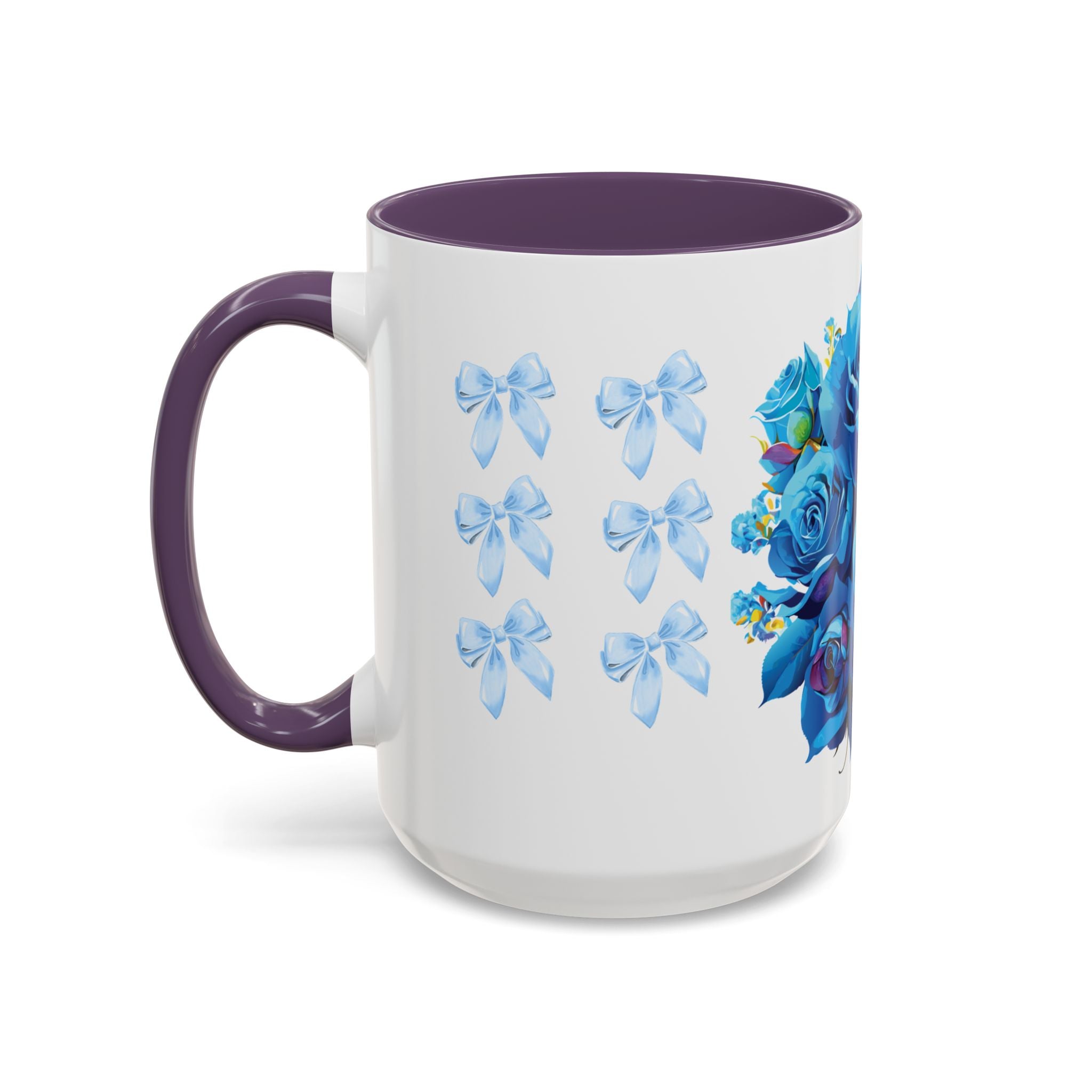Blue Rose Accent Coffee Mug – Floral Bouquet Design (11/15 oz)