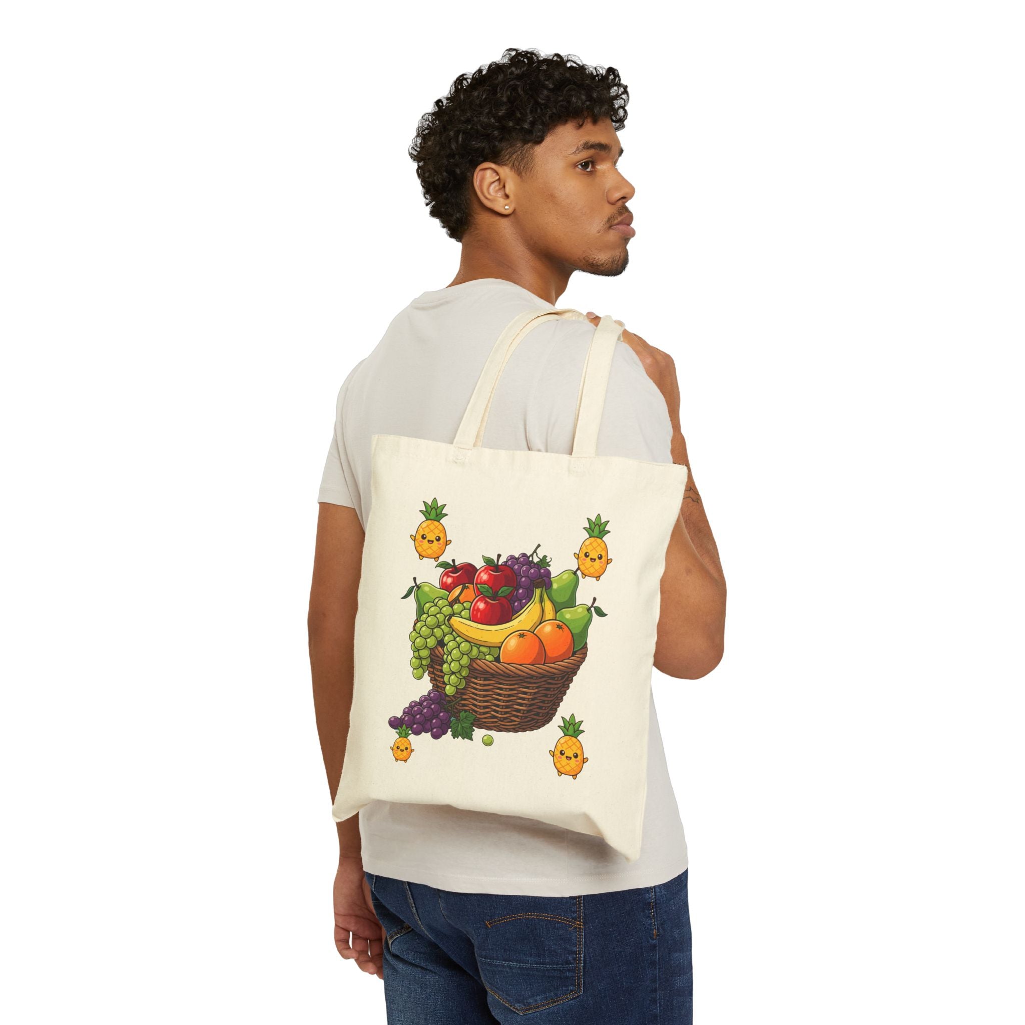 Fruit Basket Canvas Tote — Cute Pineapple Charm Grocery Bag