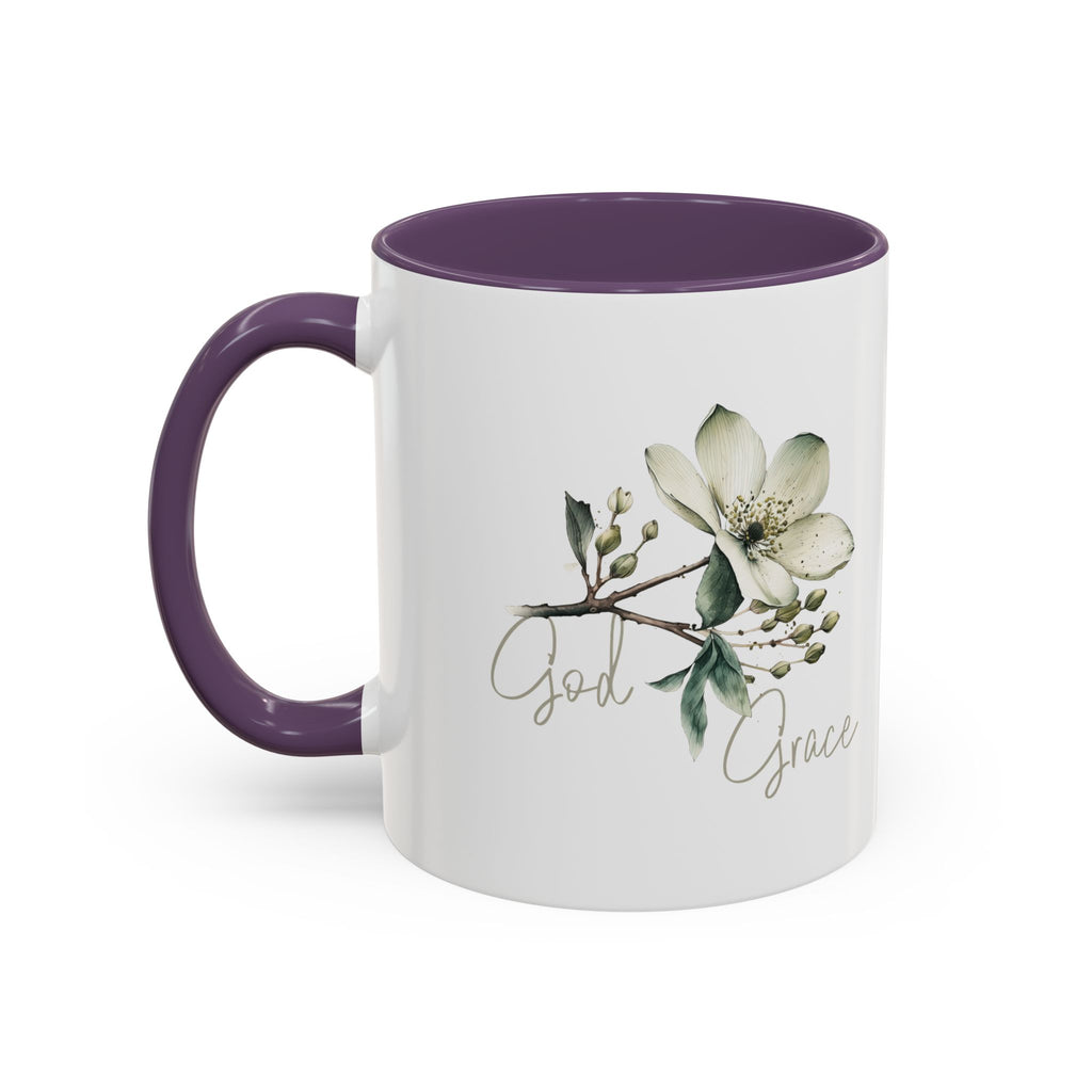 Floral Accent Coffee Mug | God Grace Gift, Nature-Inspired Tea Cup, Inspirational Drinkware for Home, Office, Mother's Day