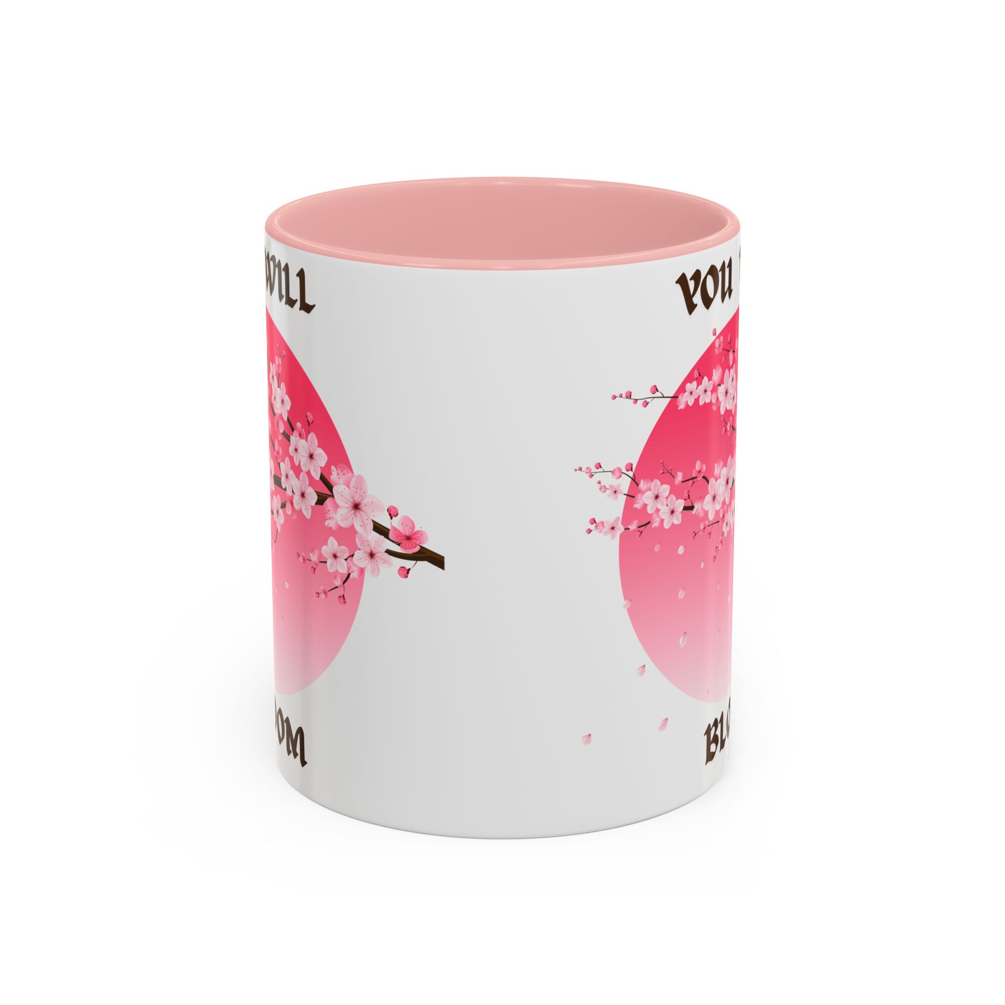 You Will Bloom Accent Coffee Mug — Cherry Blossom Inspirational 11/15oz