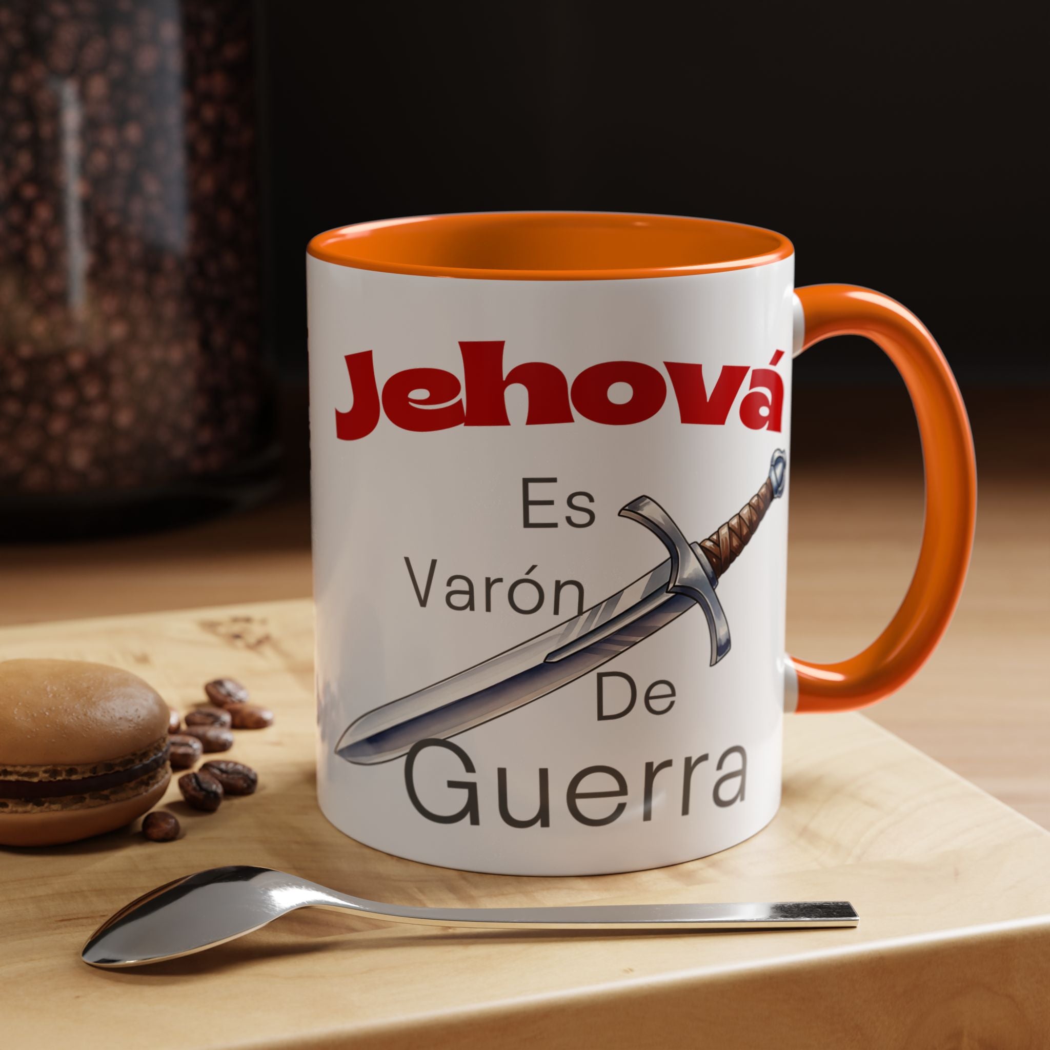 Jehovah Es Varón de Guerra Coffee Mug — Spanish Faith Sword Accent Mug (11/15oz)