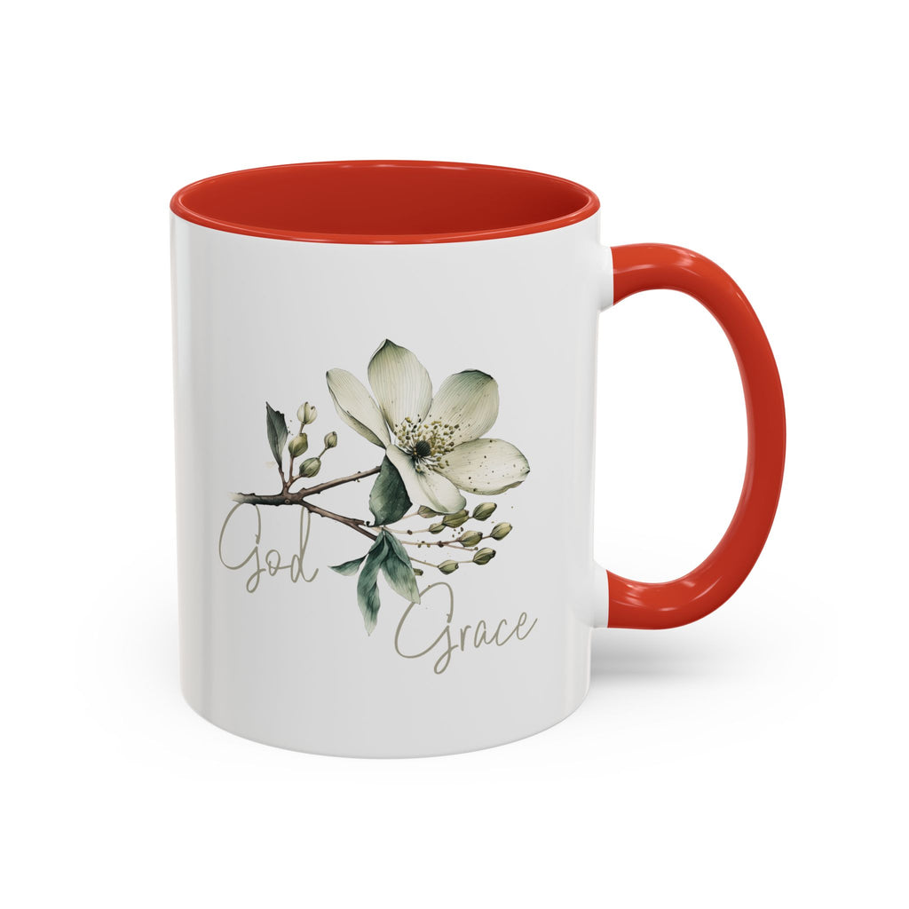 Floral Accent Coffee Mug | God Grace Gift, Nature-Inspired Tea Cup, Inspirational Drinkware for Home, Office, Mother's Day