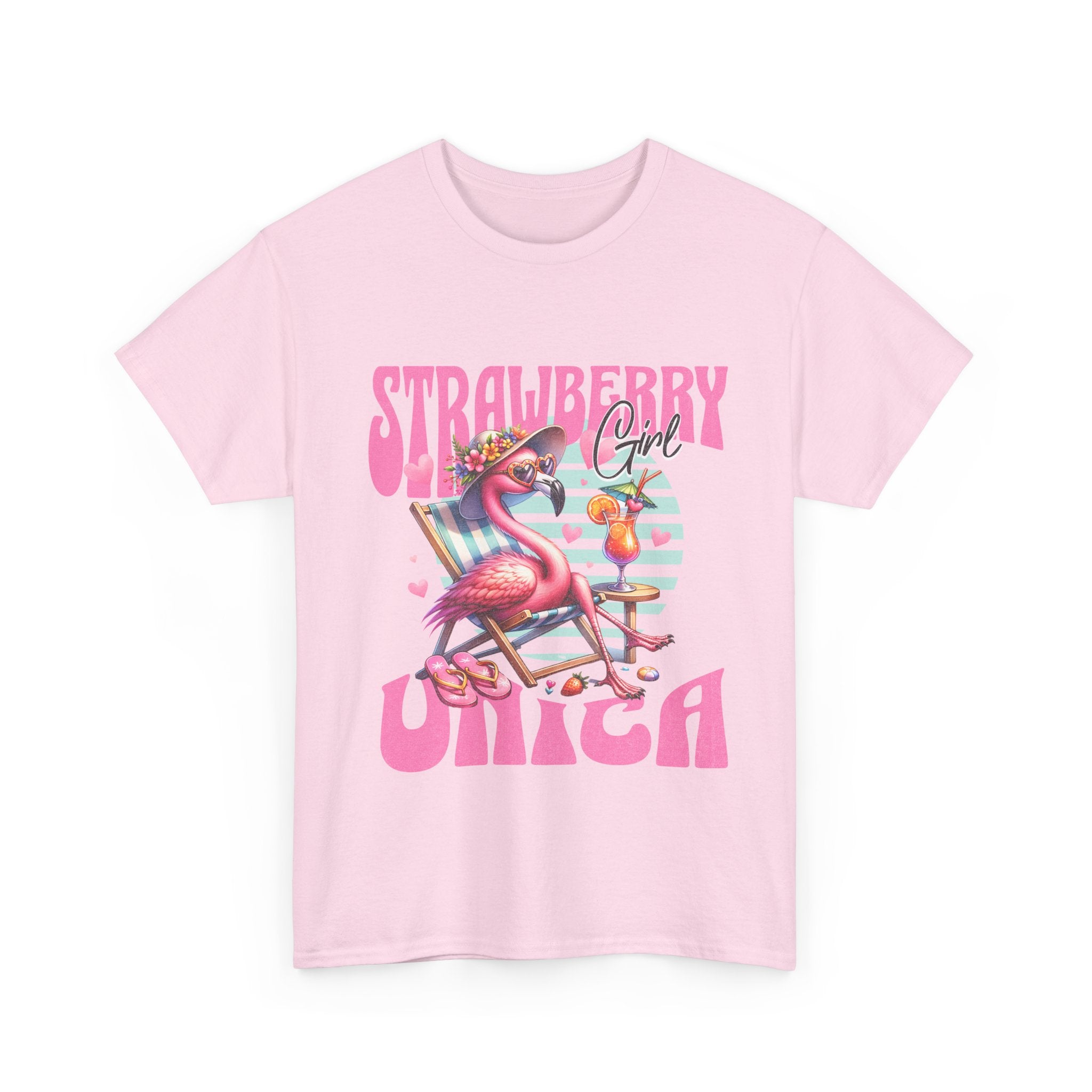 Strawberry Girl Unisex Heavy Cotton Tee - Summer Vibes T-Shirt