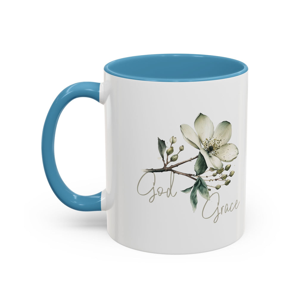 Floral Accent Coffee Mug | God Grace Gift, Nature-Inspired Tea Cup, Inspirational Drinkware for Home, Office, Mother's Day