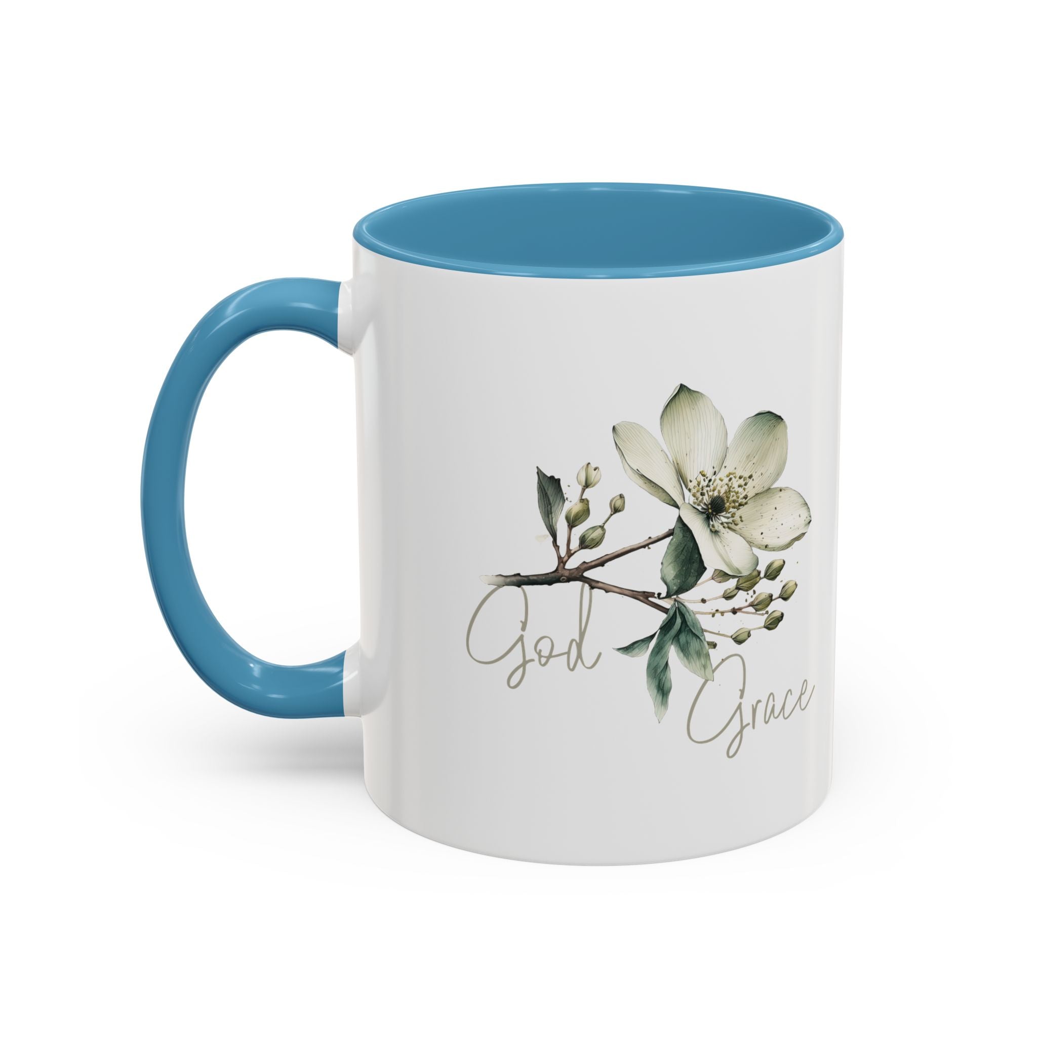 Floral Accent Coffee Mug | God Grace Gift, Nature-Inspired Tea Cup, Inspirational Drinkware for Home, Office, Mother's Day