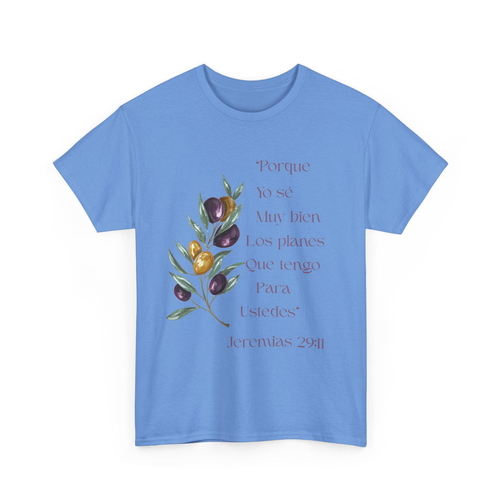 Olive Branch Scripture Tee — Jeremías 29:11 Spanish Floral Bible Verse T-Shirt
