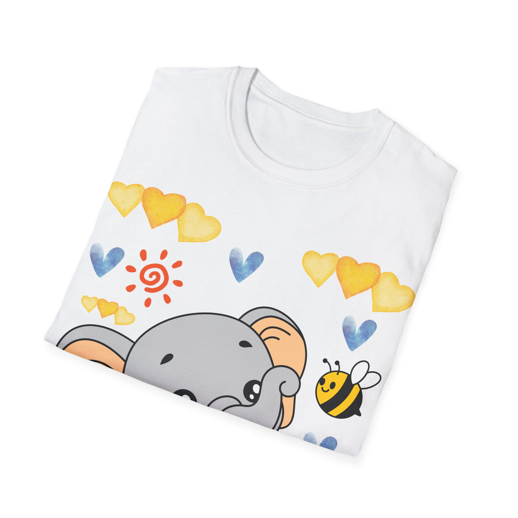 Cute Baby Elephant & Bee Tee — Kids Animal Graphic T-Shirt