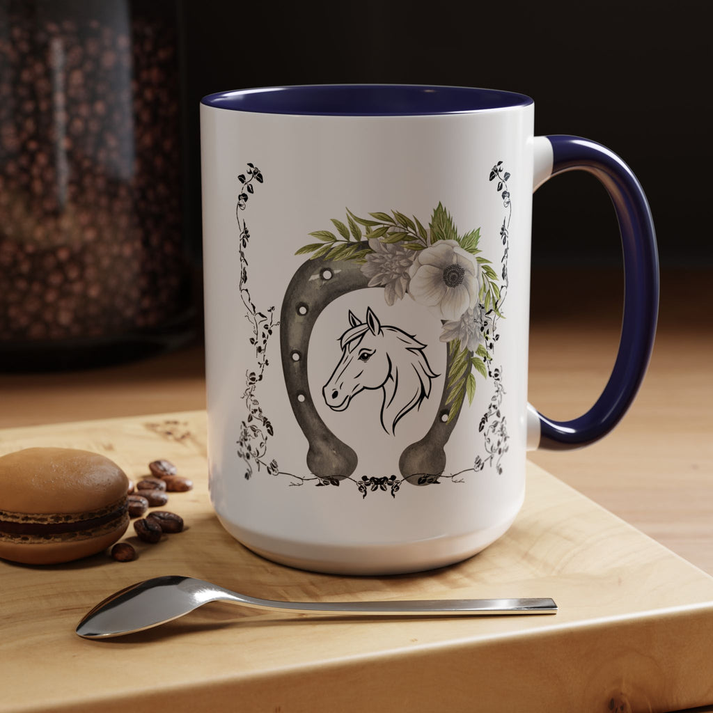 Personalized Floral Horseshoe Mug - Unique Gift for Horse Lovers, Cowgirl Theme, Farmhouse Decor, Wedding Favors, Custom Name Mug