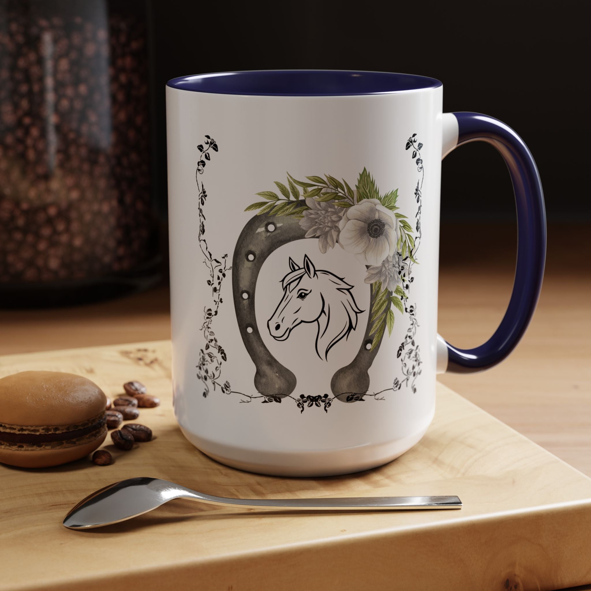 Personalized Floral Horseshoe Mug - Unique Gift for Horse Lovers, Cowgirl Theme, Farmhouse Decor, Wedding Favors, Custom Name Mug