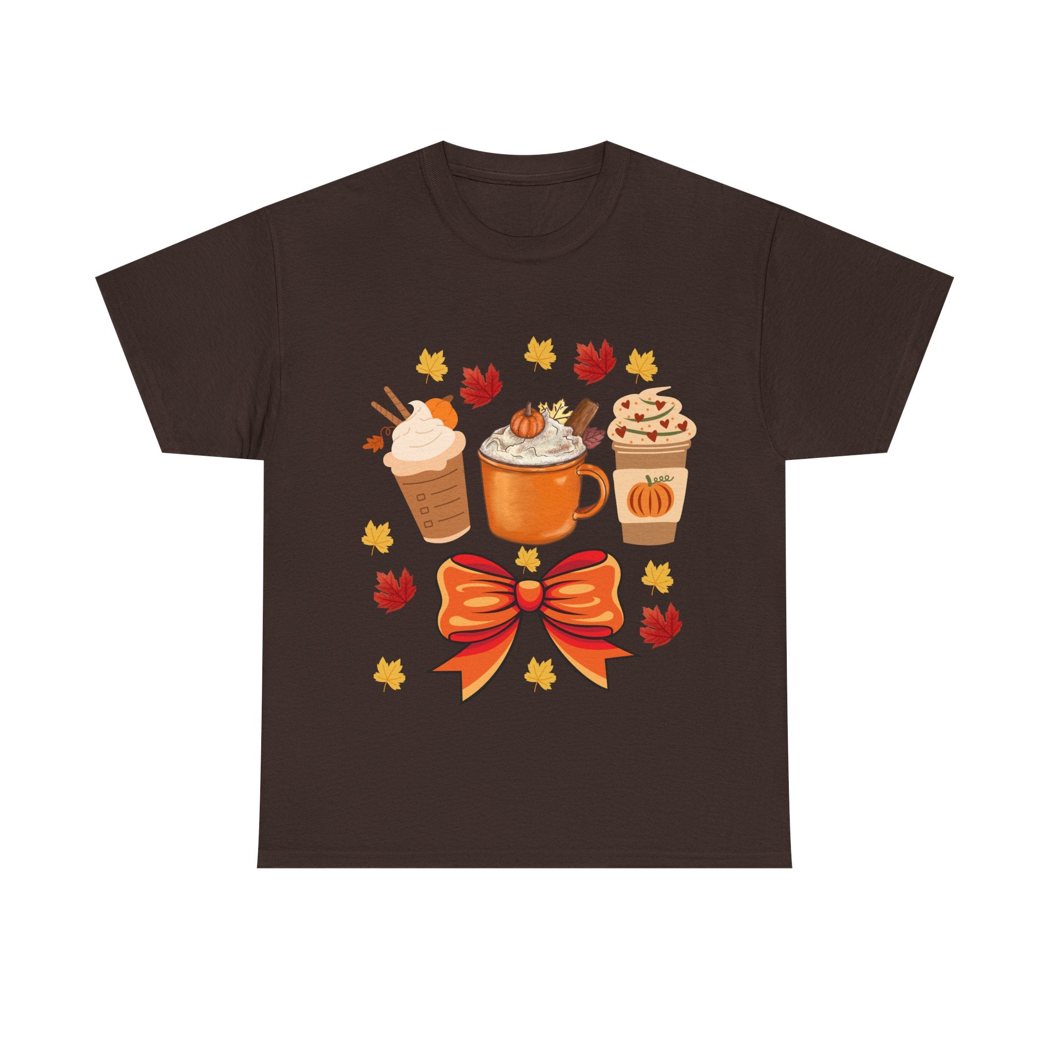 Fall-Themed Unisex Heavy Cotton Tee, Autumn Shirt, Pumpkin Spice Tee, Cozy Fall Apparel, Coffee Lover T-shirt